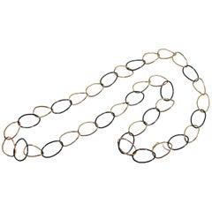 Alex Jona High-Tech Halskette mit langen Gliedern aus schwarzer Keramik und Gold