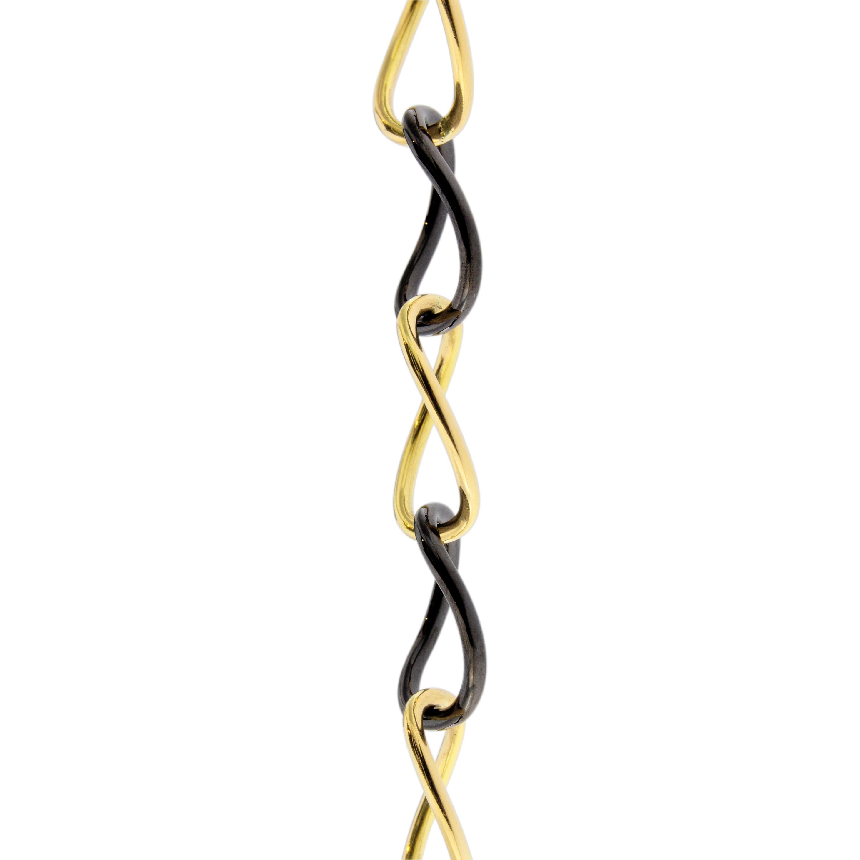 Alex Jona High-Tech Black Ceramic Yellow Gold Curb-Link Necklace For Sale 1