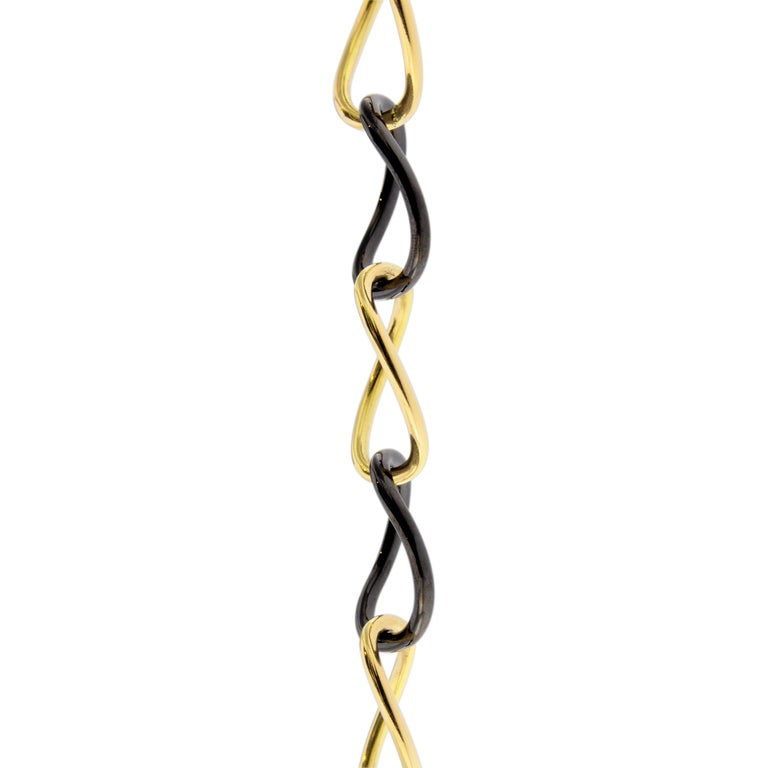 Alex Jona High-Tech Black Ceramic Yellow Gold Curb-Link Necklace For Sale 2