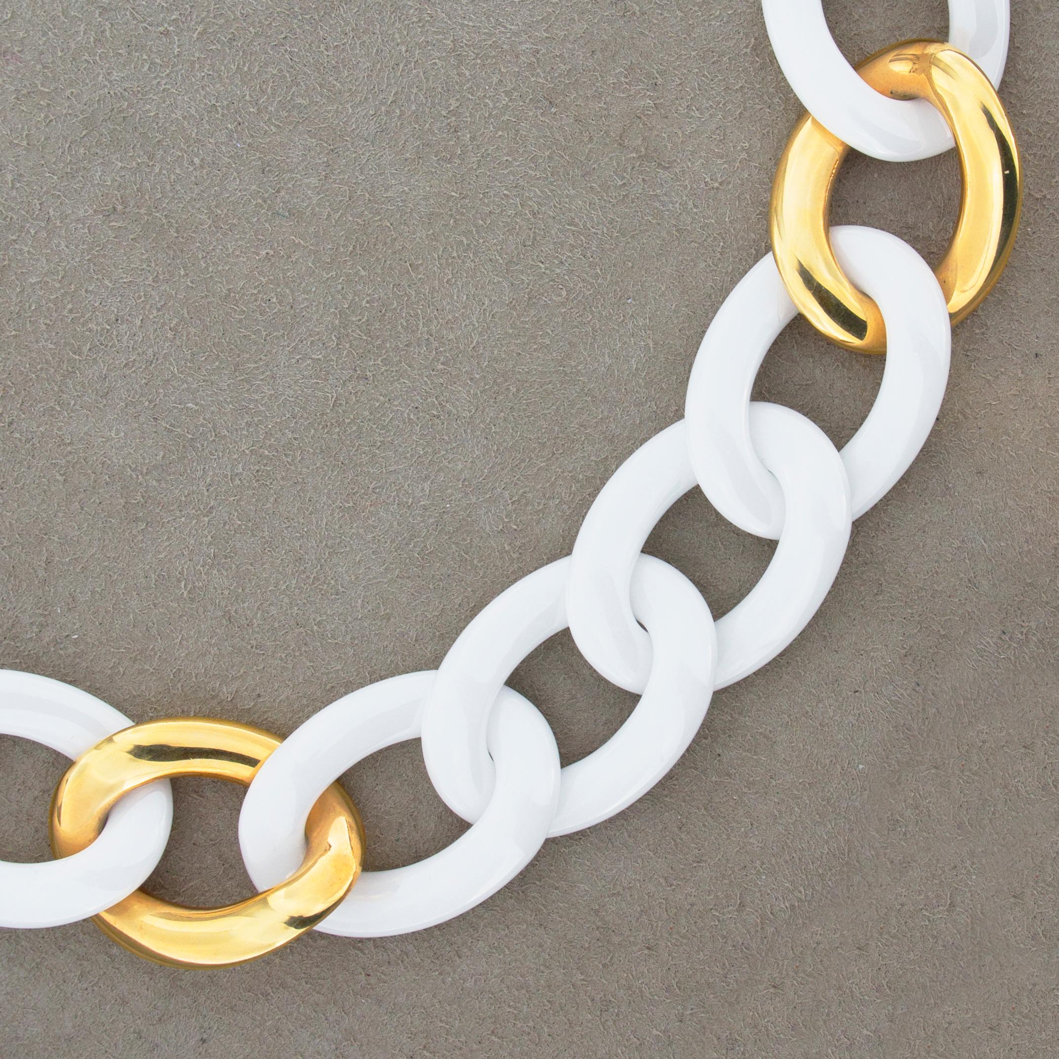 Jona High-Tech White Ceramic 18 Karat Rose Gold Curb-Link Necklace 1