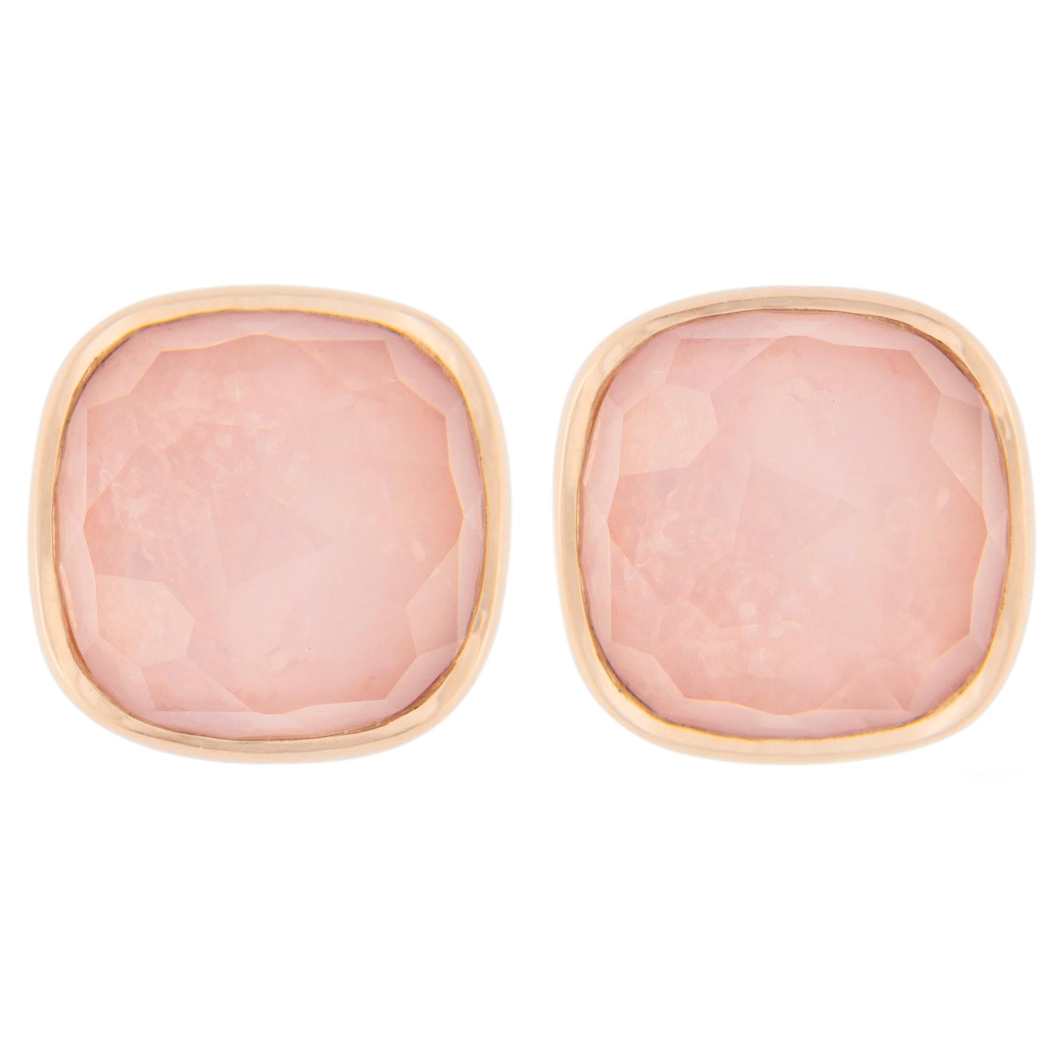 Alex Jona Kunzite Quartz  18 Karat Rose Gold Stud Earrings For Sale