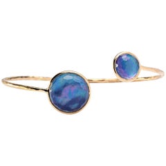 Alex Jona Lapis Lazuli Quartz 18 Karat Gold Bangle Bracelet