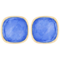 Alex Jona Lapis Lazuli Quartz 18 Karat Yellow Gold Stud Earrings