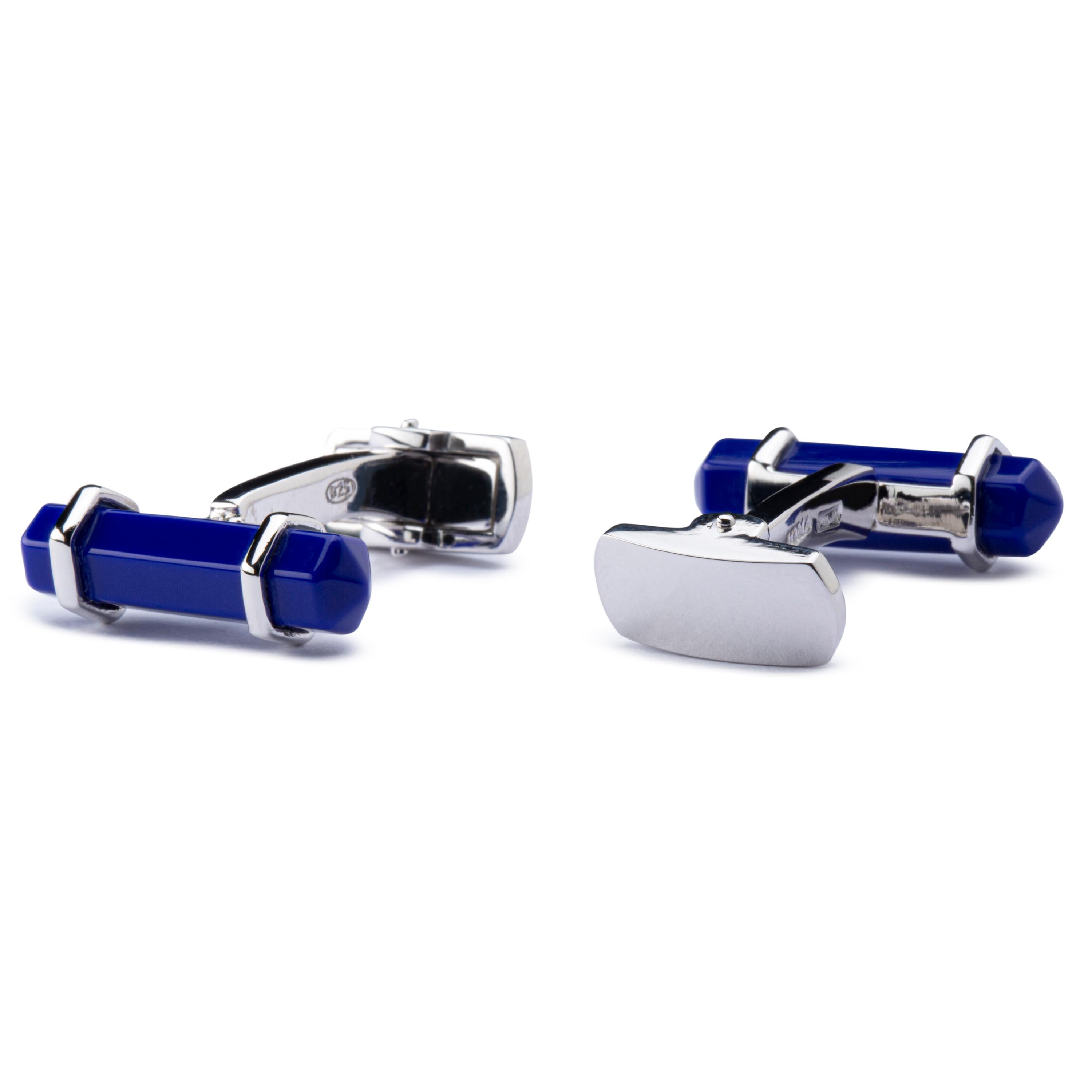 Mixed Cut Alex Jona Lapis Lazuli Sterling Silver Cufflinks