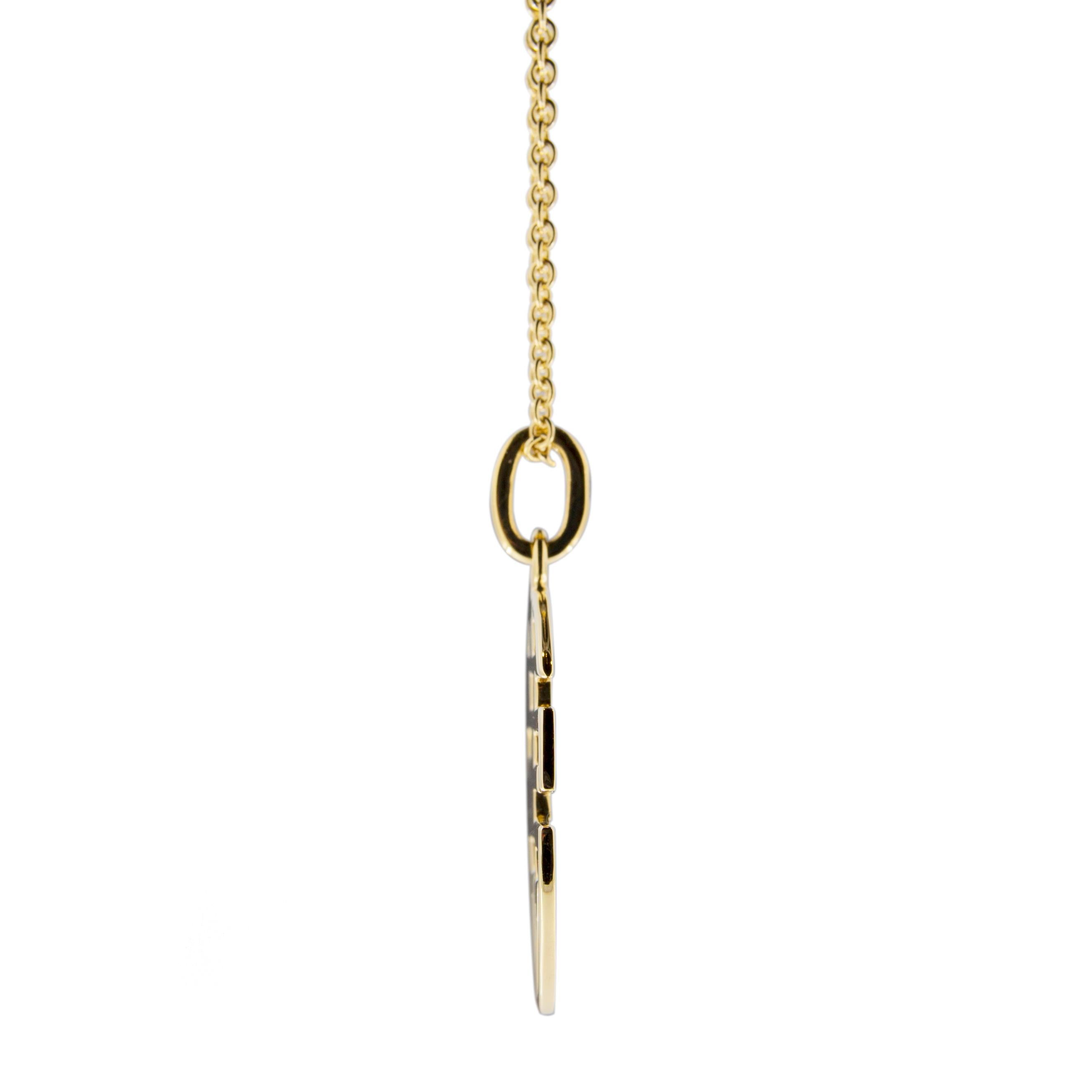 Alex Jona design collection, hand crafted in Italy, 18 karat yellow gold long and happy life Chinese symbol pendant. Measurement: Diameter 2.6 cm

Alex Jona jewels stand out, not only for their special design and for the excellent quality of the