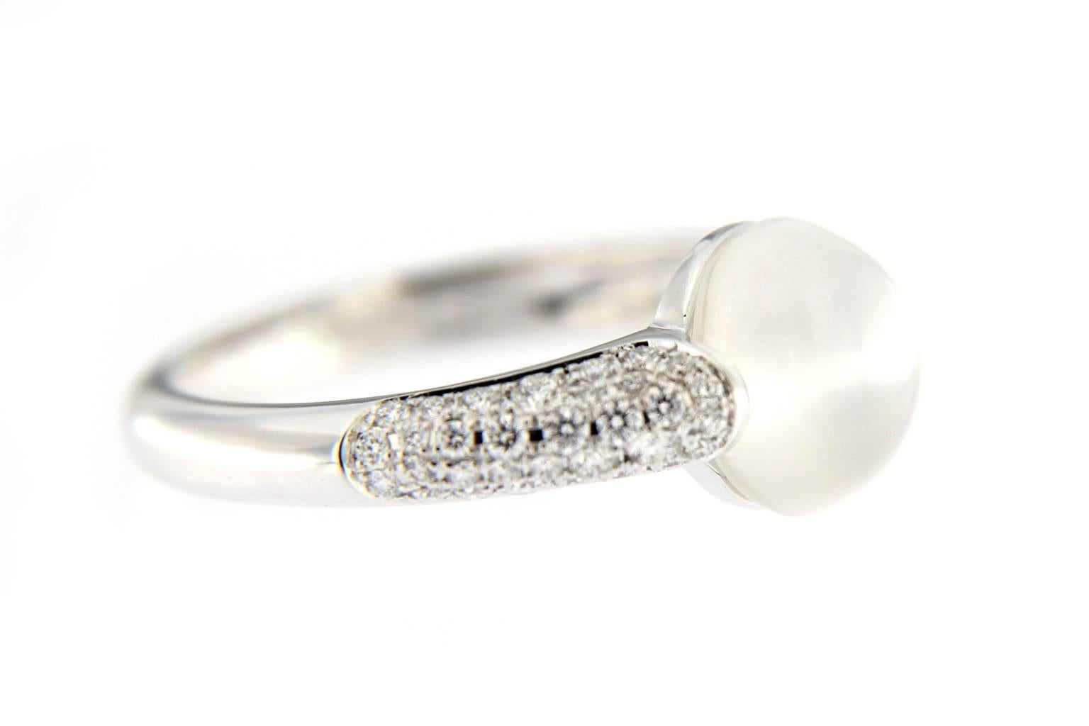 Women's Jona Moonstone White Diamond 18 Karat White Gold Ring