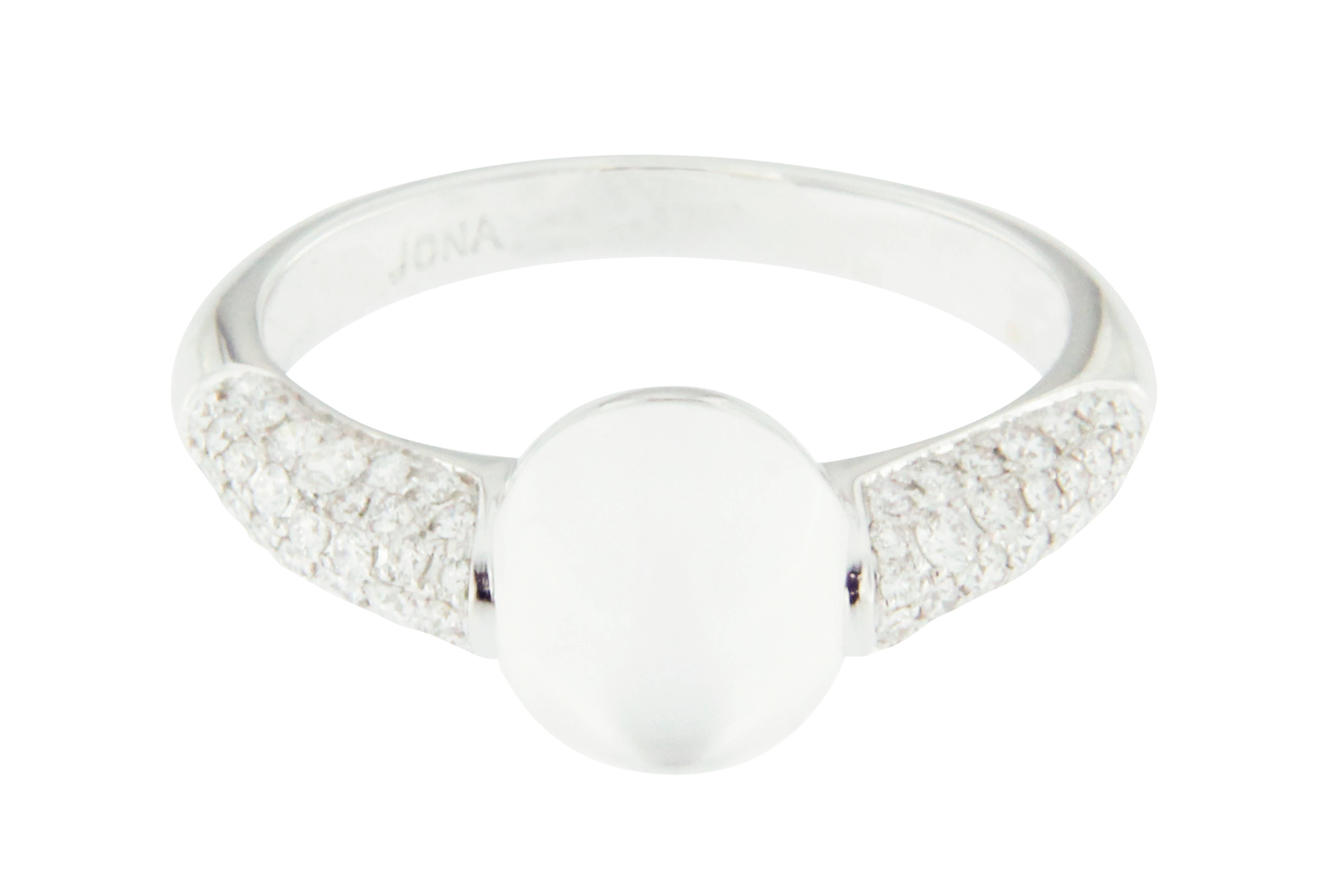 Jona Moonstone White Diamond 18 Karat White Gold Ring 1