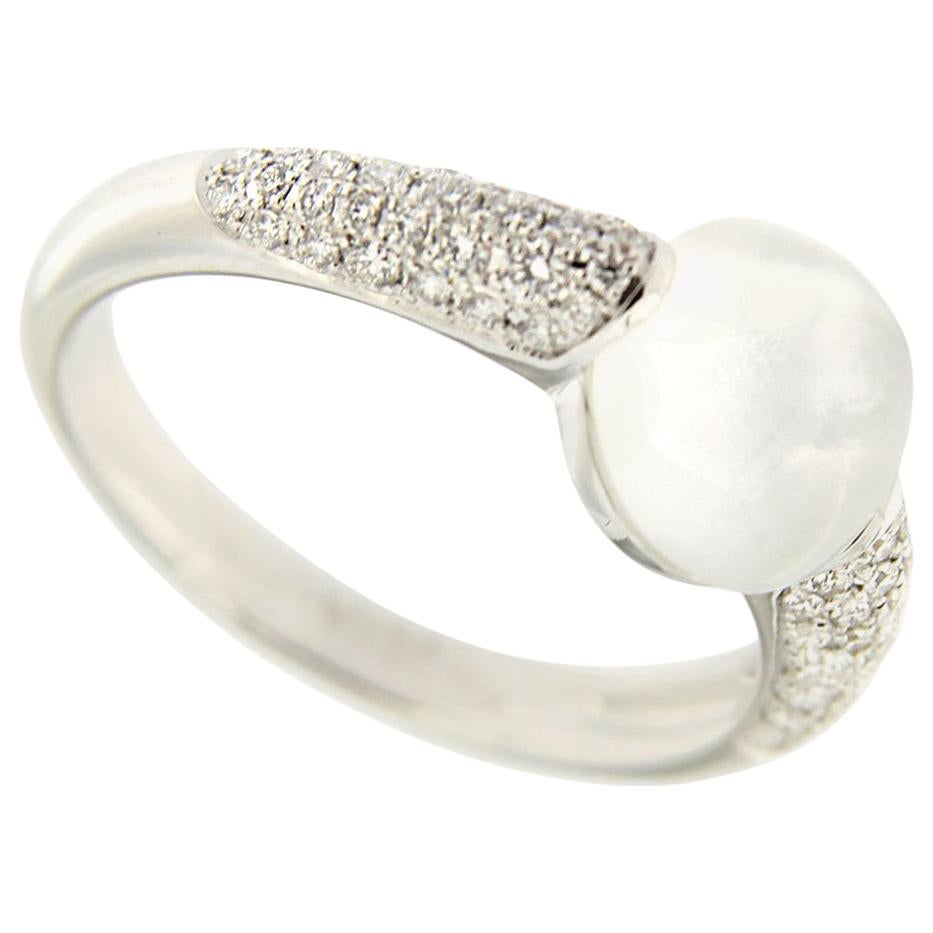 Jona Moonstone White Diamond 18 Karat White Gold Ring