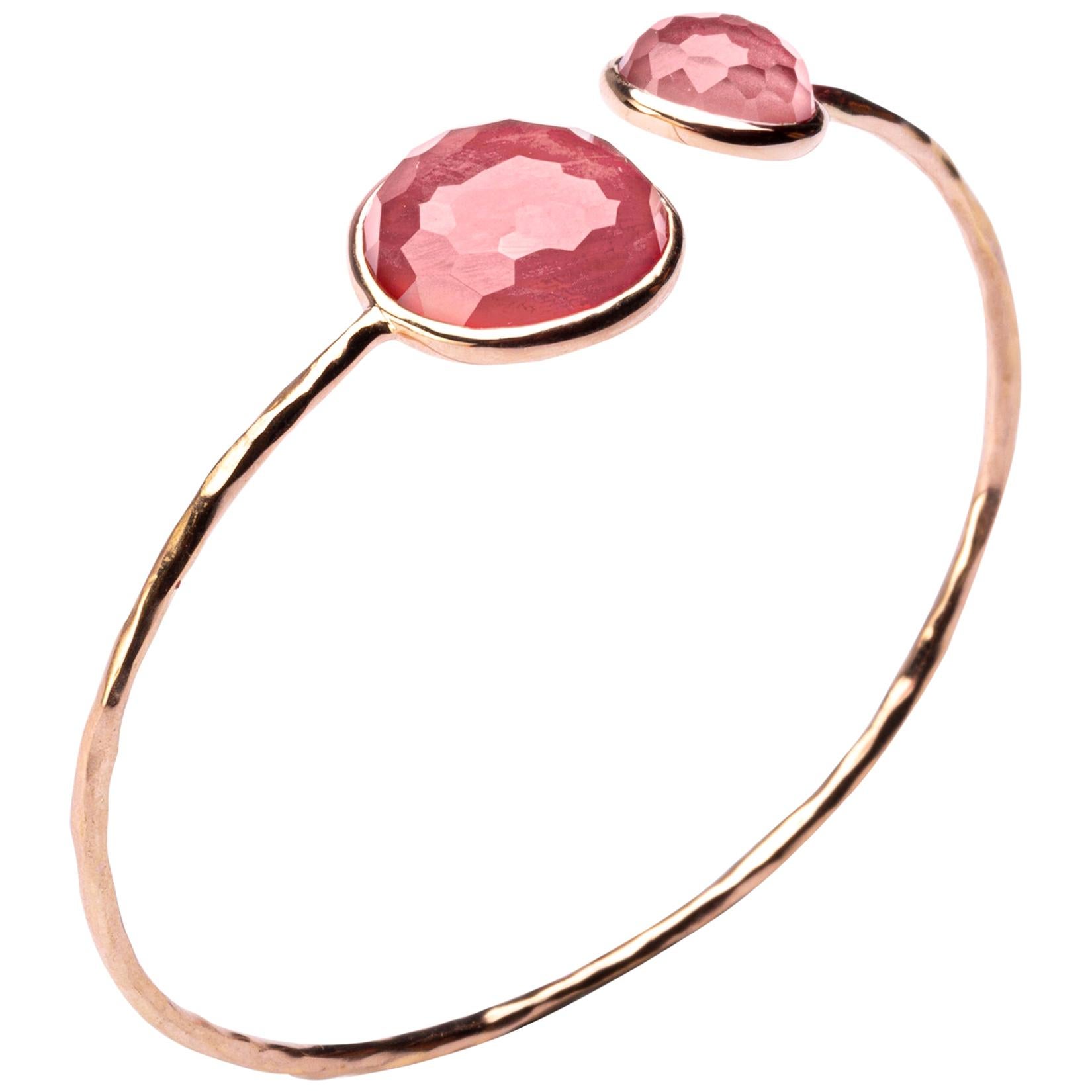 Alex Jona Bracelet jonc en or rose 18 carats et cristal de roche morganite en vente