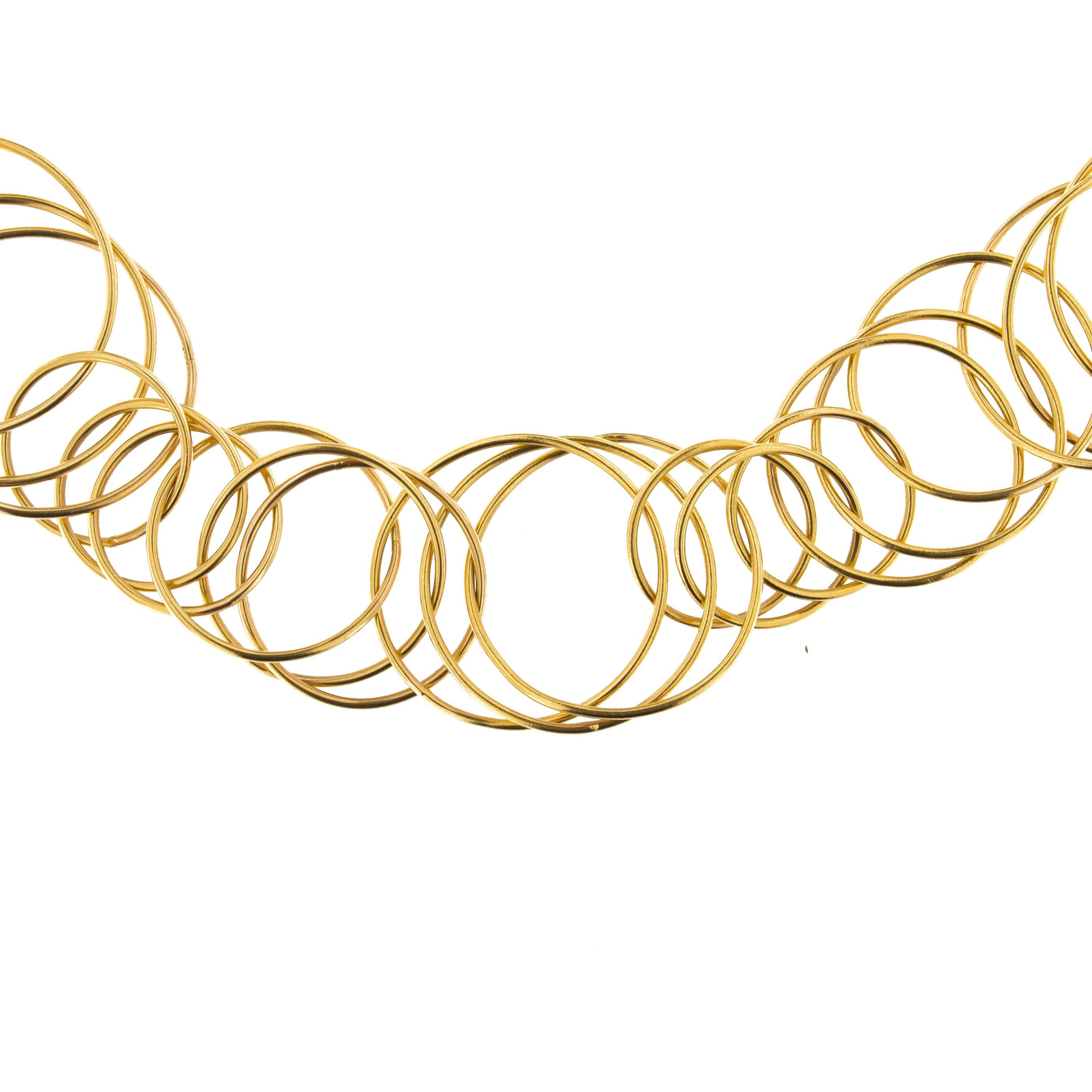 Jona Multiple Interlocking Hoop 18 Karat Yellow Gold Necklace 2