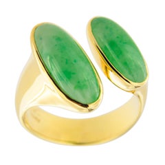 Jona Anillo de Jadeíta Birmana Natural de Oro Amarillo de 18 Kilates