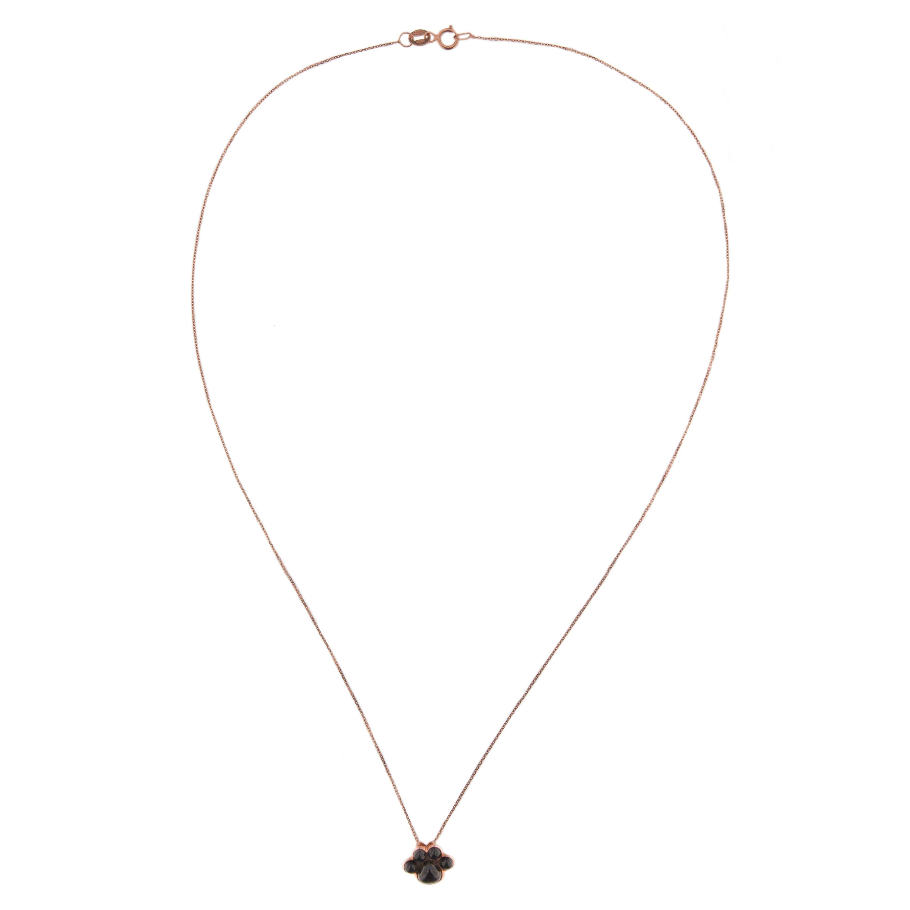 Jona design collection, hand crafted in Italy, 18 Karat rose gold paw print pendant necklace.
Dimensions :
- pendant : W 0.44 in/ 11,18 mm X  H 0.36 in/ 9,14 mm X D 0.27 in/ 6,86 mm
- chain : Lenght 18 in/ 45 cm
All Jona jewelry is new and has never