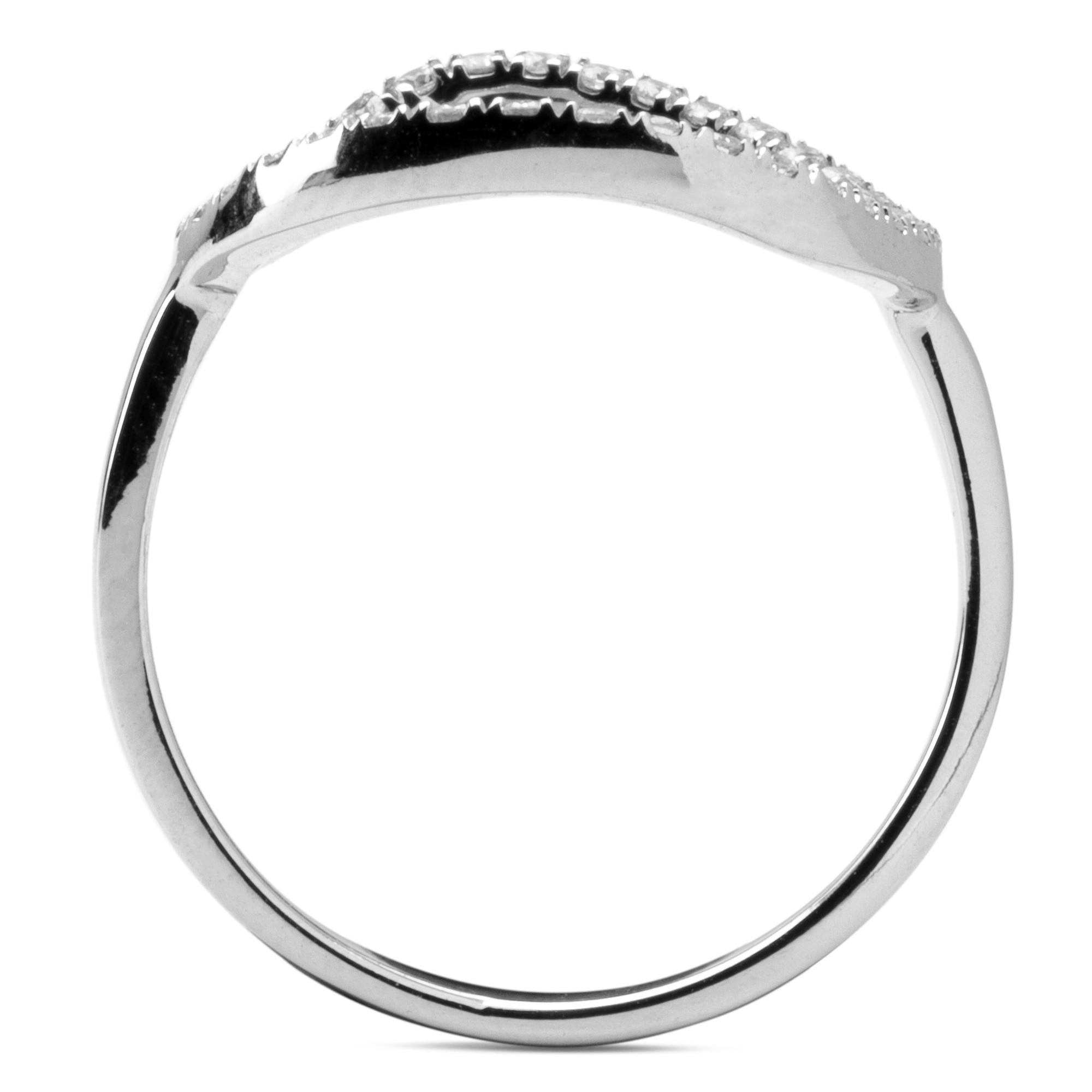 Alex Jona Open Circle Hoop 18 Karat White Gold White Diamond Ring In New Condition In Torino, IT
