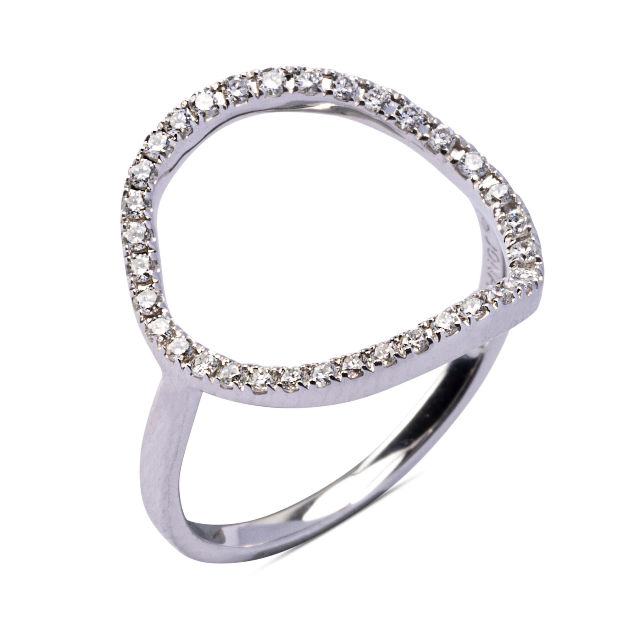 Alex Jona Open Circle Hoop 18 Karat White Gold White Diamond Ring 1