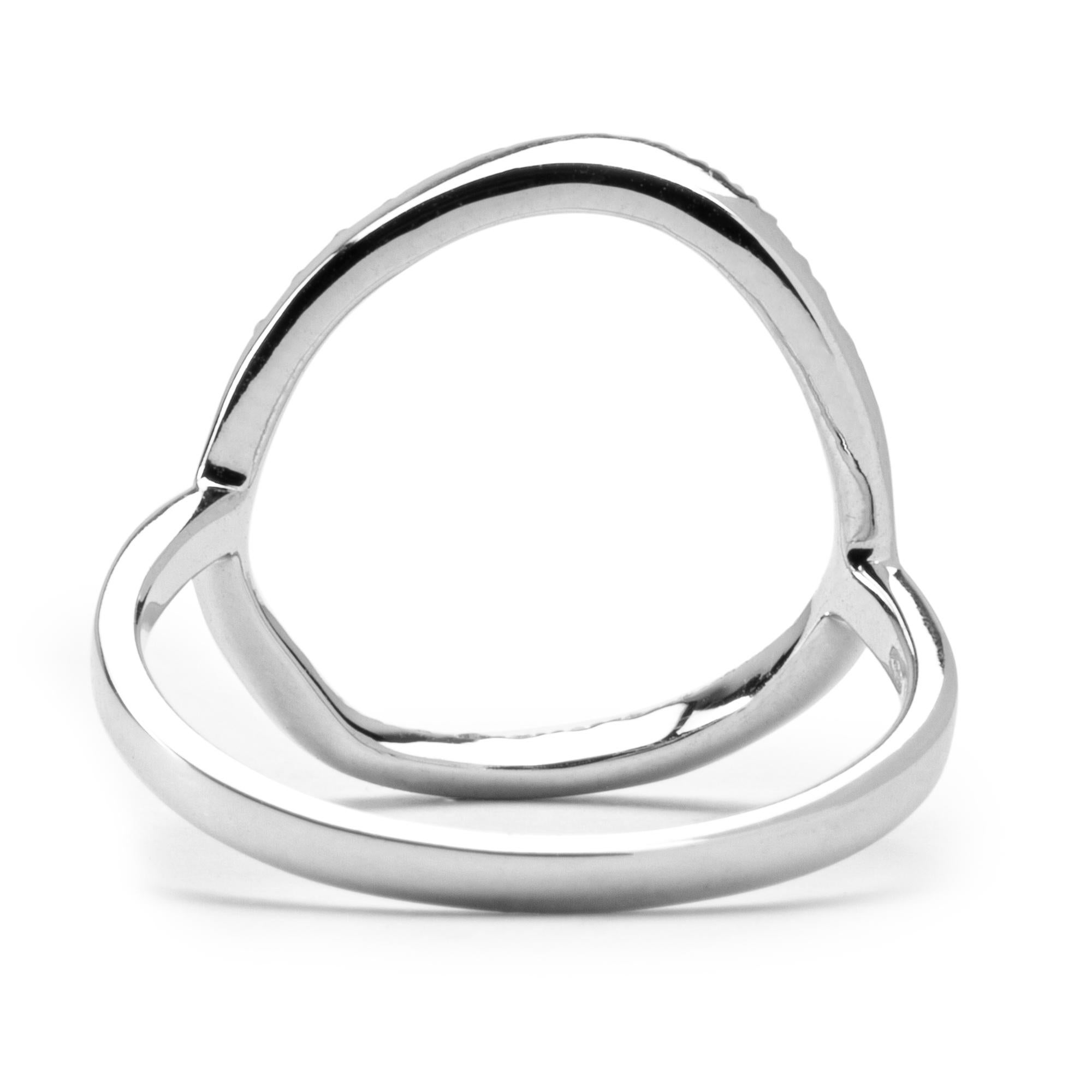 Alex Jona Open Circle Hoop 18 Karat White Gold White Diamond Ring 2