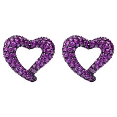 Alex Jona Open Heart Intense Pink Sapphire 18 Karat White Gold Clip-On Earrings