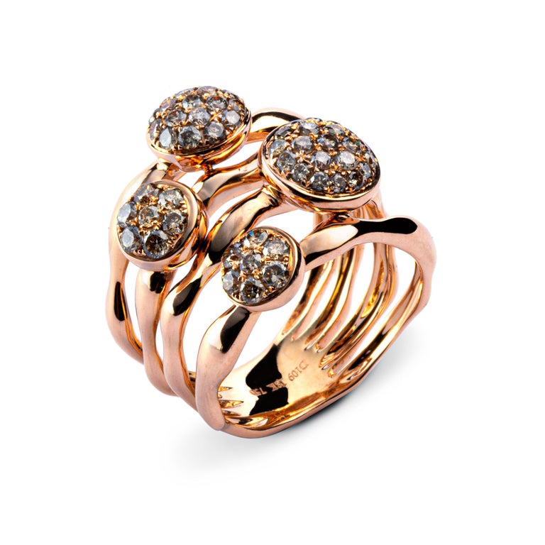 Jona Organic Shape Brown Diamond 18 Karat Rose Gold Ring For Sale at ...