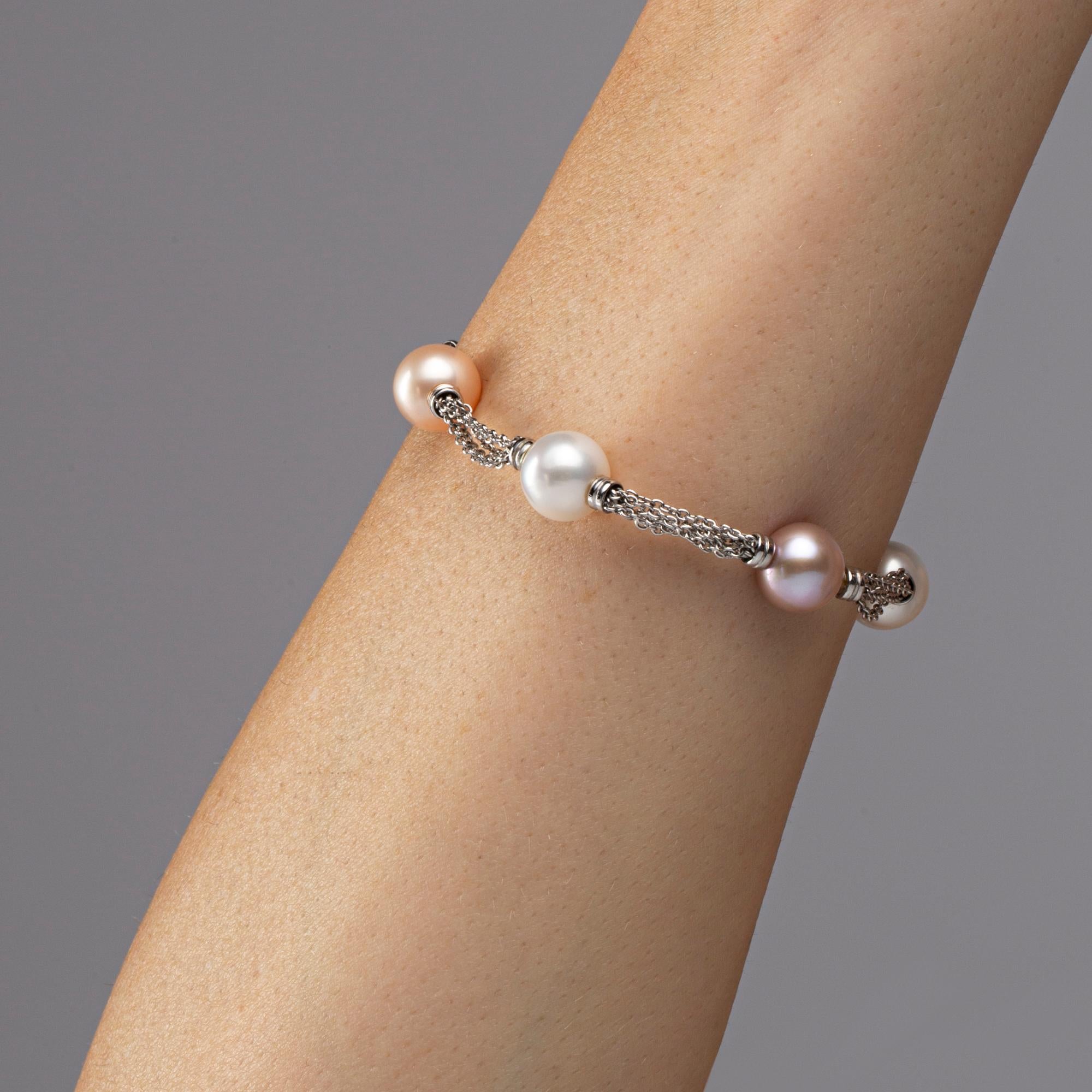 Women's Alex Jona Pearl 18 Karat White Gold Chain Bracelet