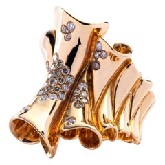 Alex Jona Pergamena White and Brown Diamond 18 Karat Rose Gold Band Ring