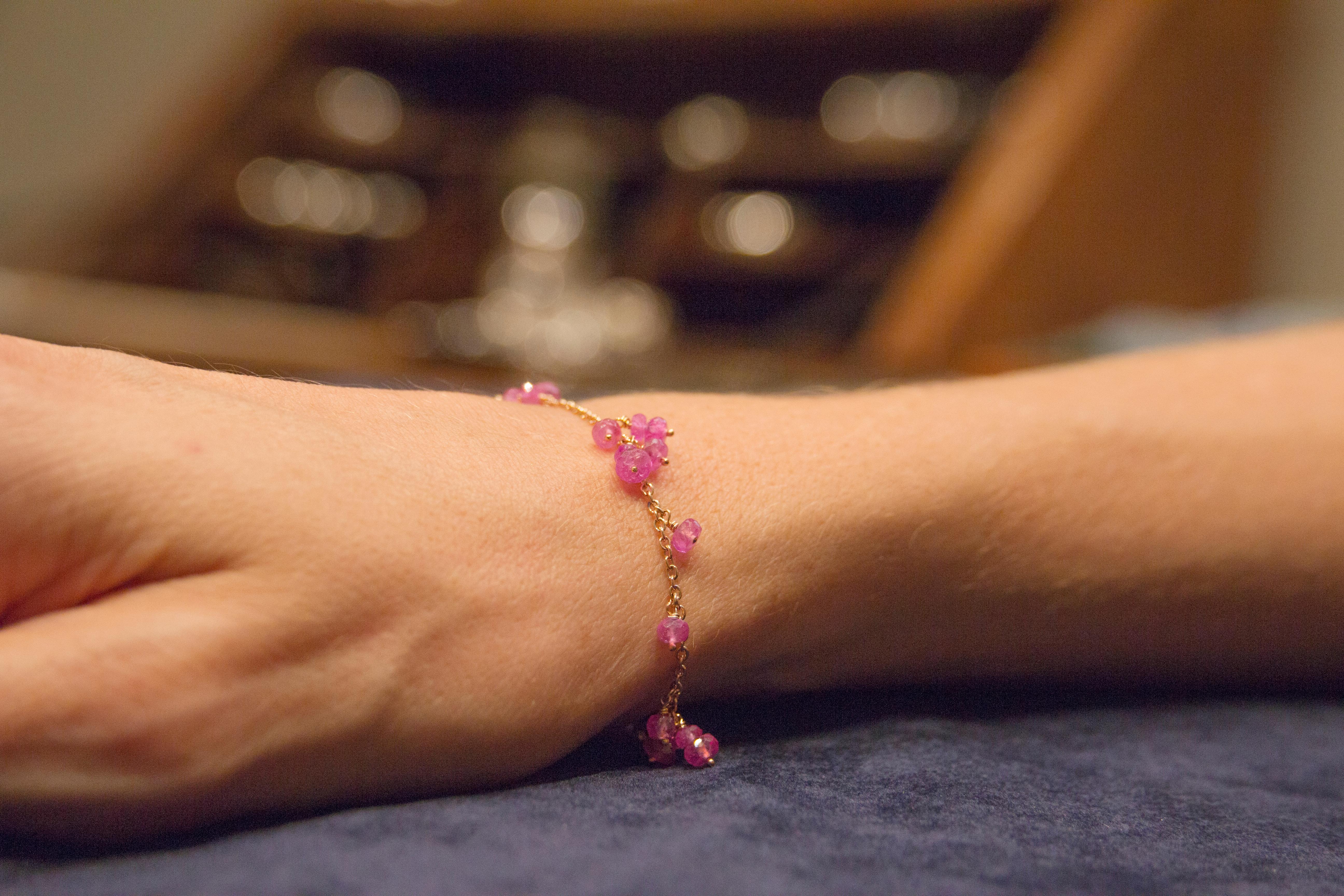 Alex Jona Pink Sapphire 18 Karat Rose Gold Bracelet In New Condition In Torino, IT