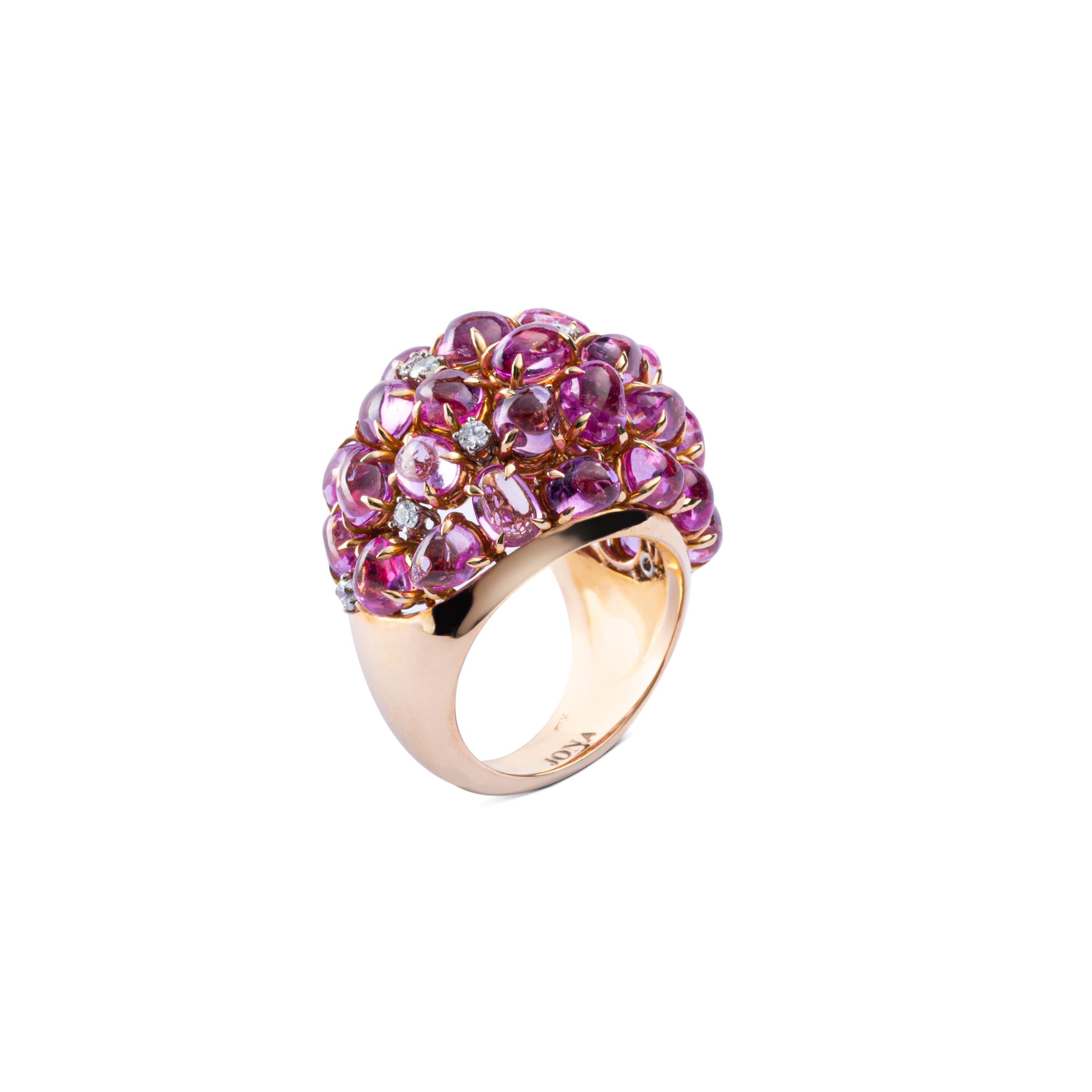 Alex Jona Pink Sapphire Diamond 18 Karat Rose Gold Dome Ring 2