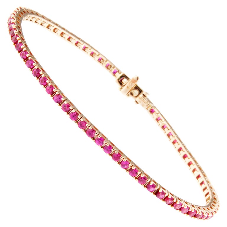 Jona Pink Sapphire 18 Karat Rose Gold Tennis Bracelet For Sale at 1stdibs