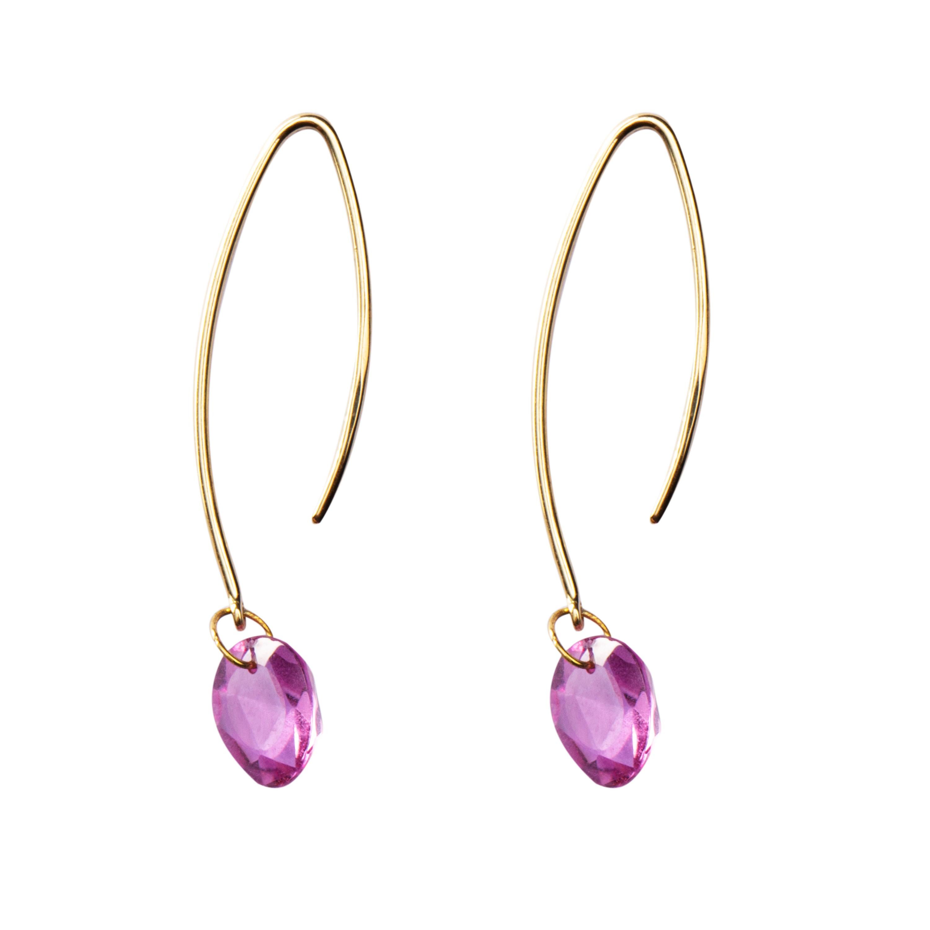 pink sapphire drop earrings