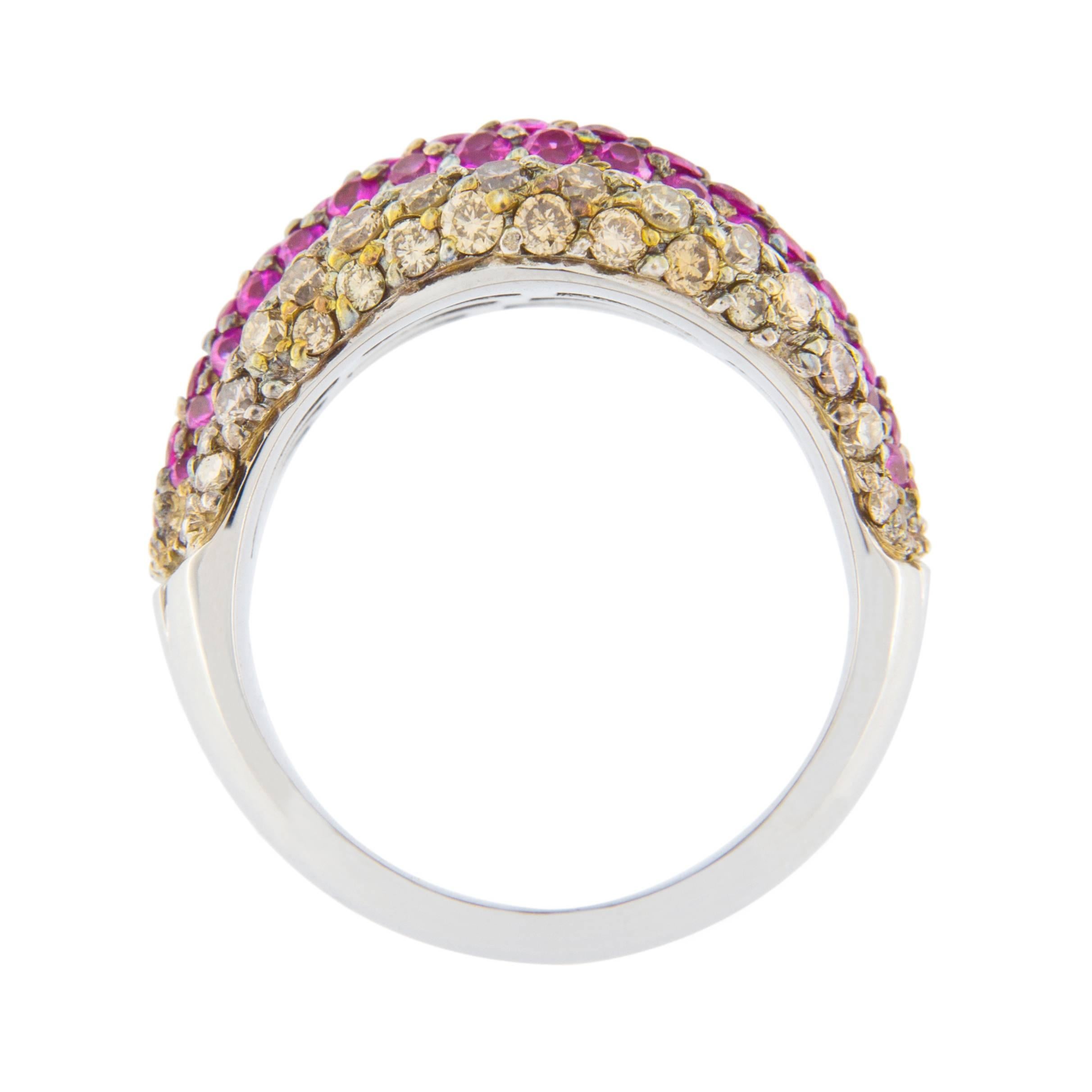 Alex Jona Pink Sapphire Brown Diamond 18 Karat Weißgold Ring im Angebot 1