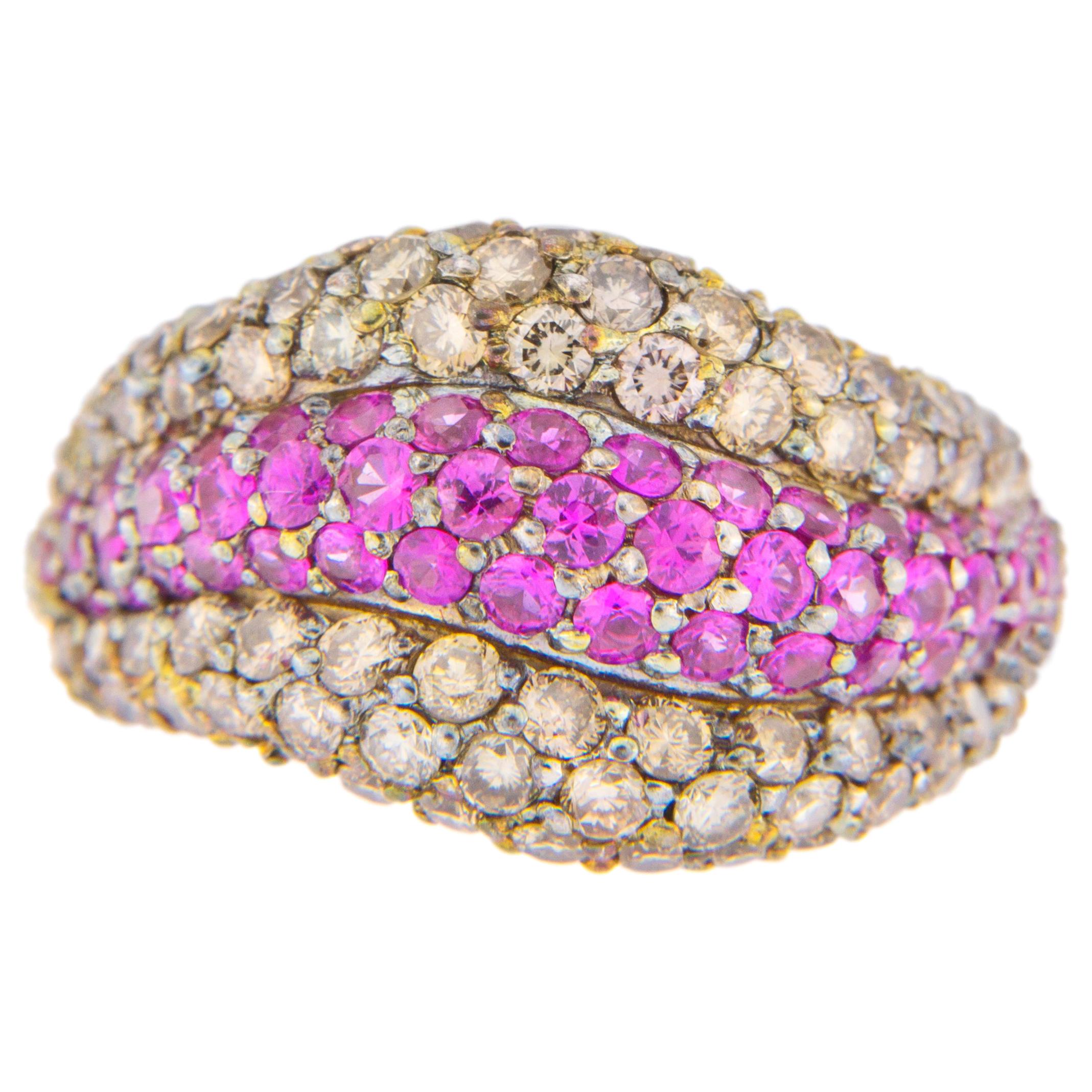 Alex Jona Pink Sapphire Brown Diamond 18 Karat Weißgold Ring im Angebot