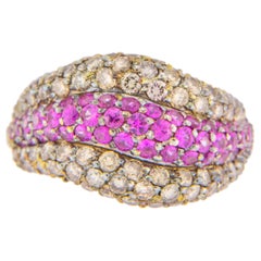 Alex Jona Pink Sapphire Brown Diamond 18 Karat White Gold Ring