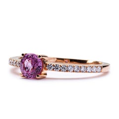 Alex Jona Pink Sapphire White Diamond 18 Karat Rose Gold Solitaire Ring