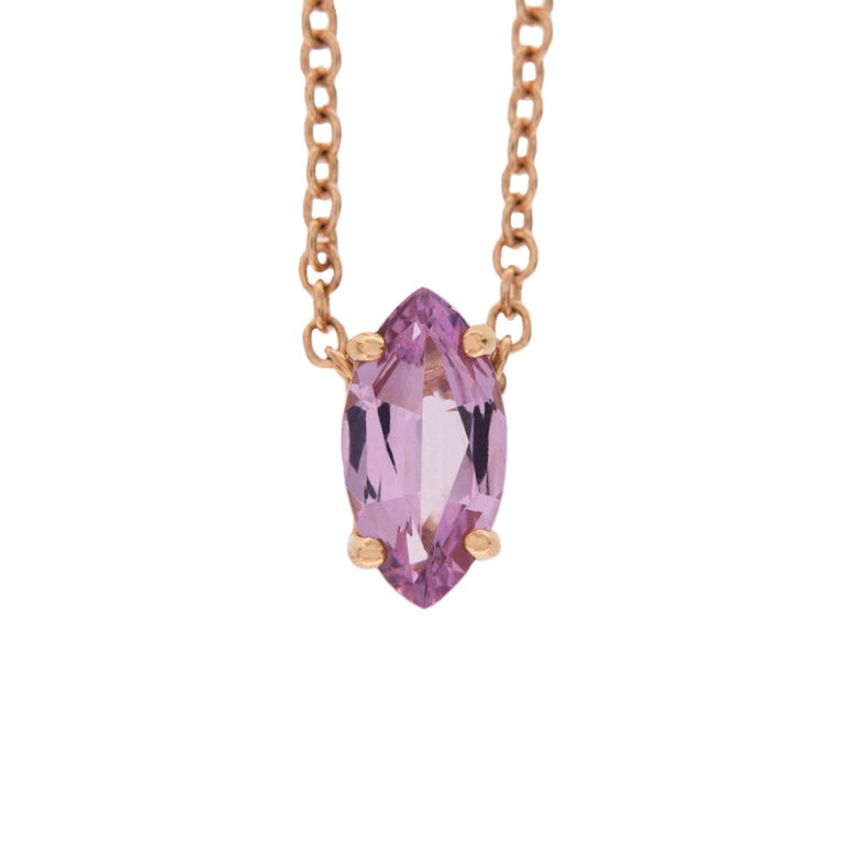 Jona Pink Spinel 18 Karat Rose Gold Pendant Chain Necklace For Sale at 1stdibs