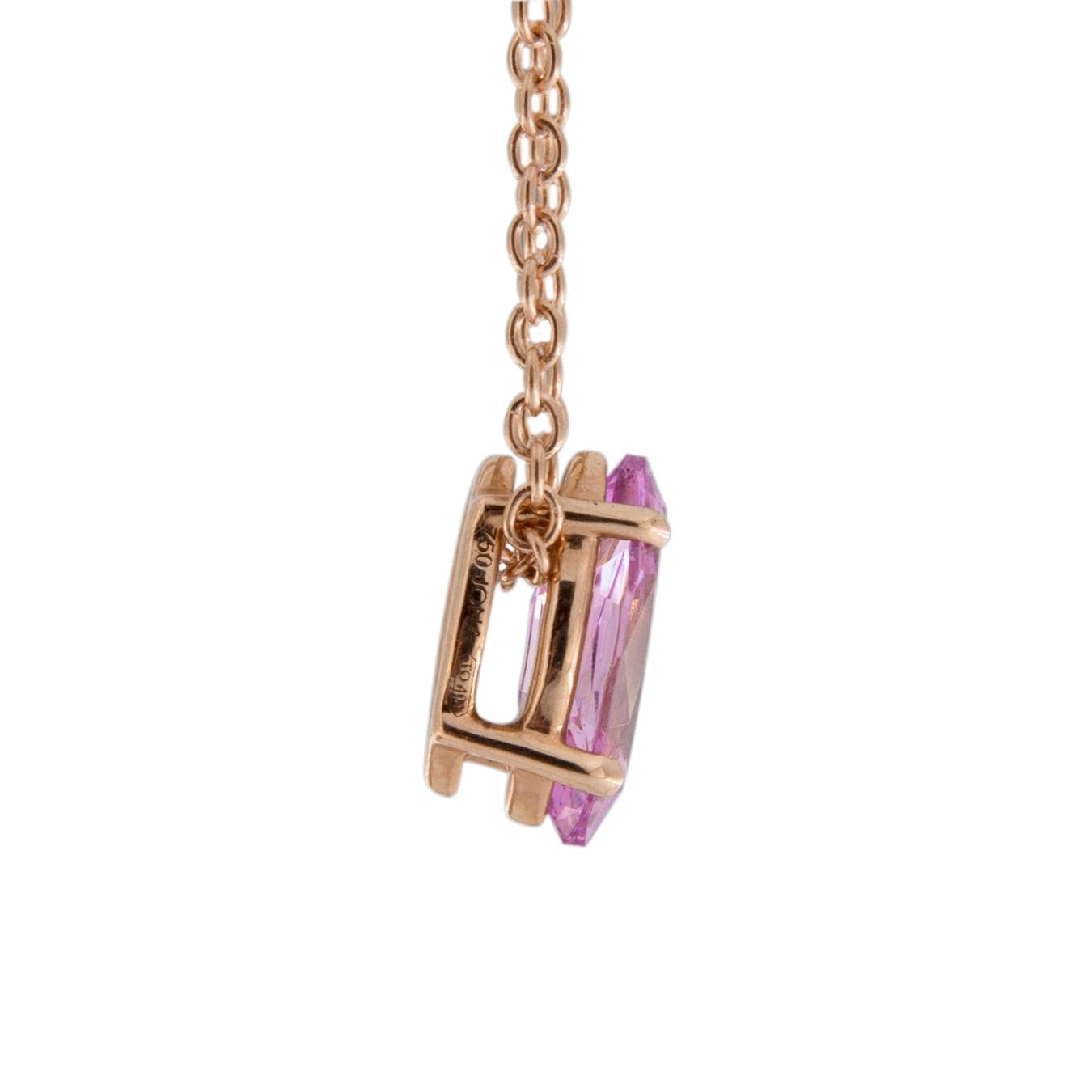 Oval Cut Jona Pink Spinel 18 Karat Rose Gold Pendant Chain Necklace