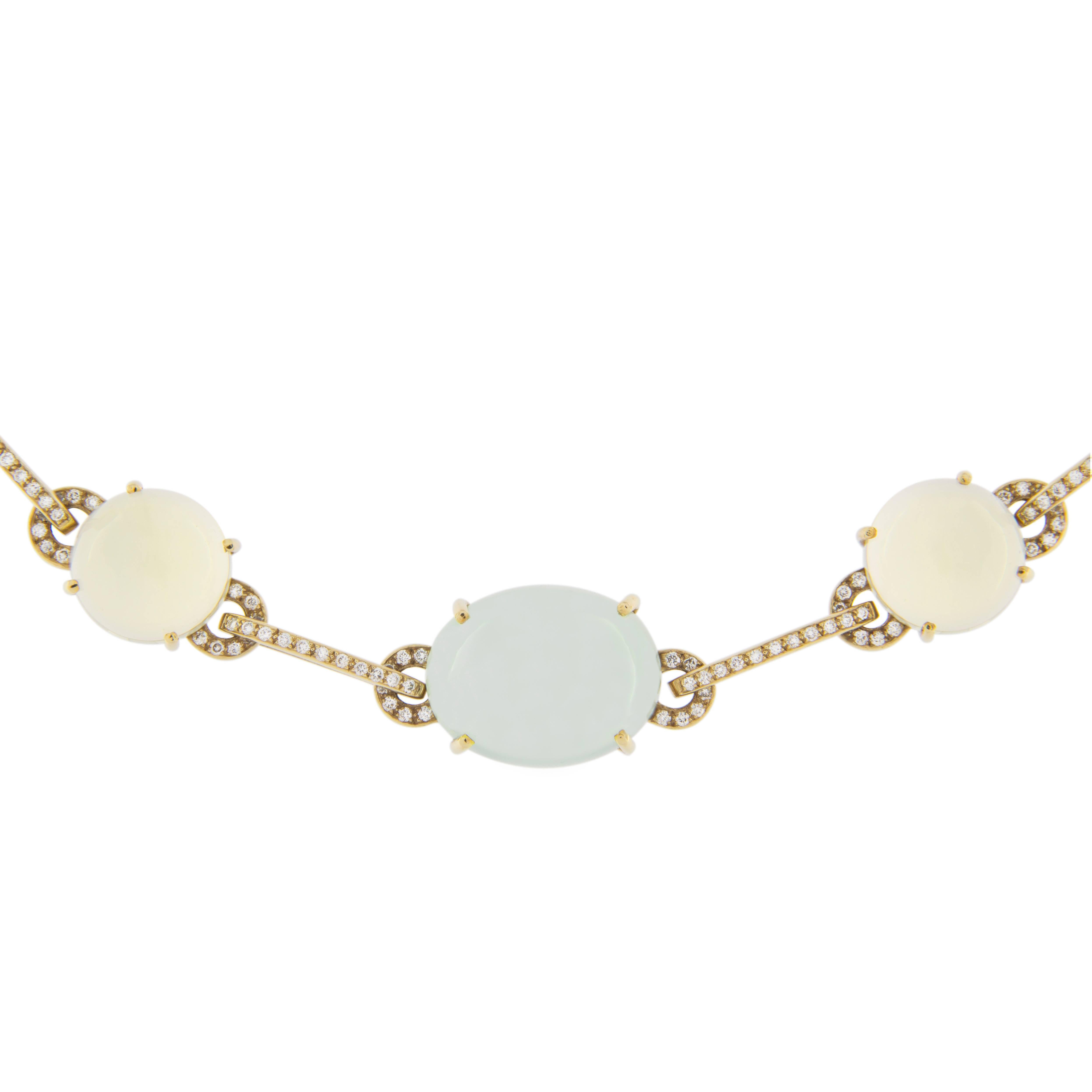 Jona Prehnite Citrine White Diamond 18 Karat Yellow Gold Necklace In New Condition In Torino, IT