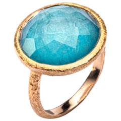 Alex Jona, bague en or jaune 18 carats, quartz et amazonite