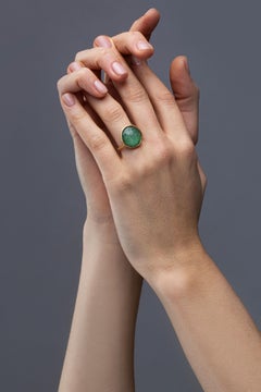 Alex Jona Quartz Emerald 18 Karat Yellow Gold Ring