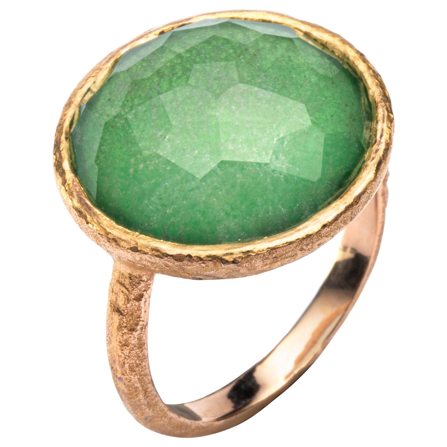 Jona Quartz Emerald 18 Karat Yellow Gold Ring