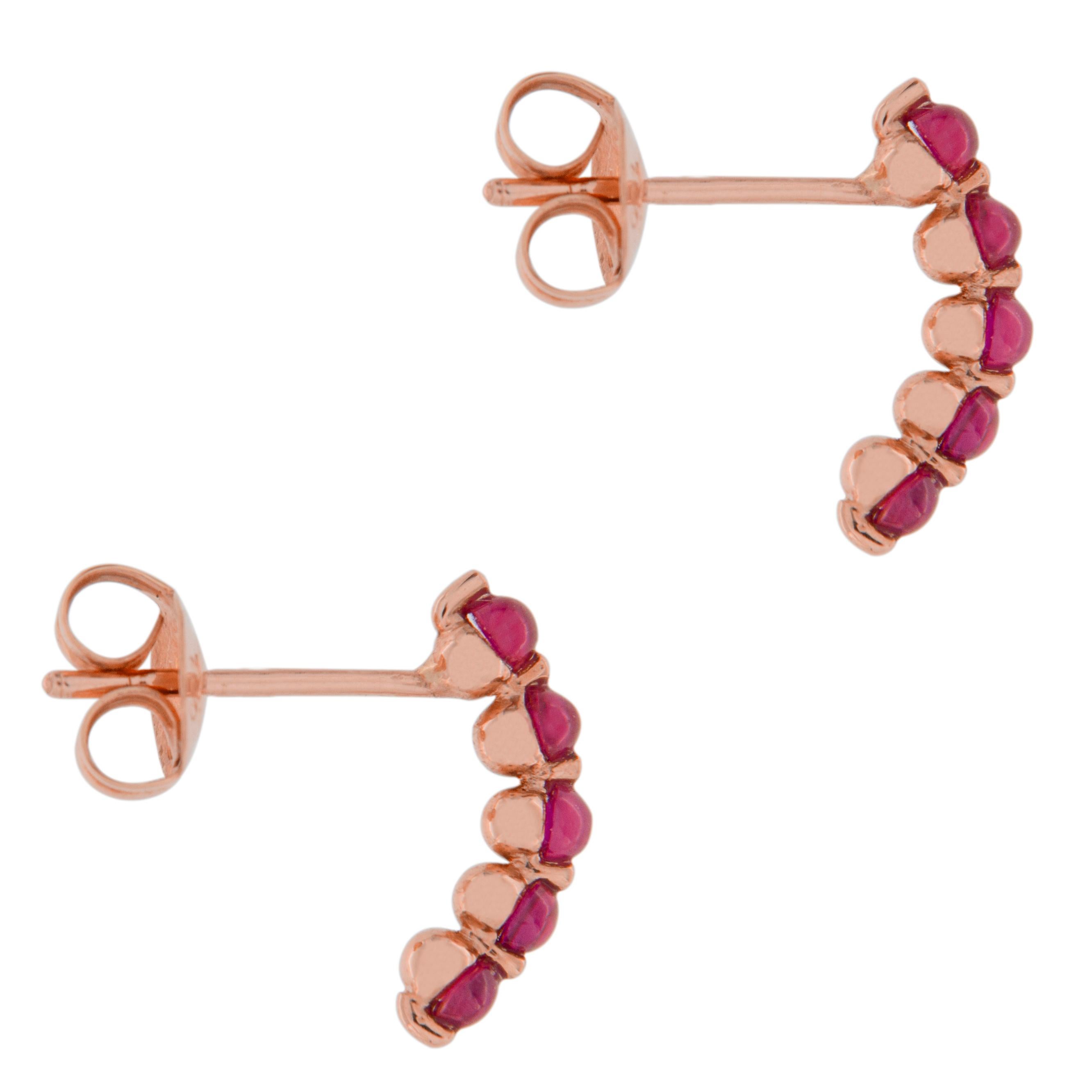 Jona Ruby 18 Karat Pink Gold Post Earrings In New Condition In Torino, IT