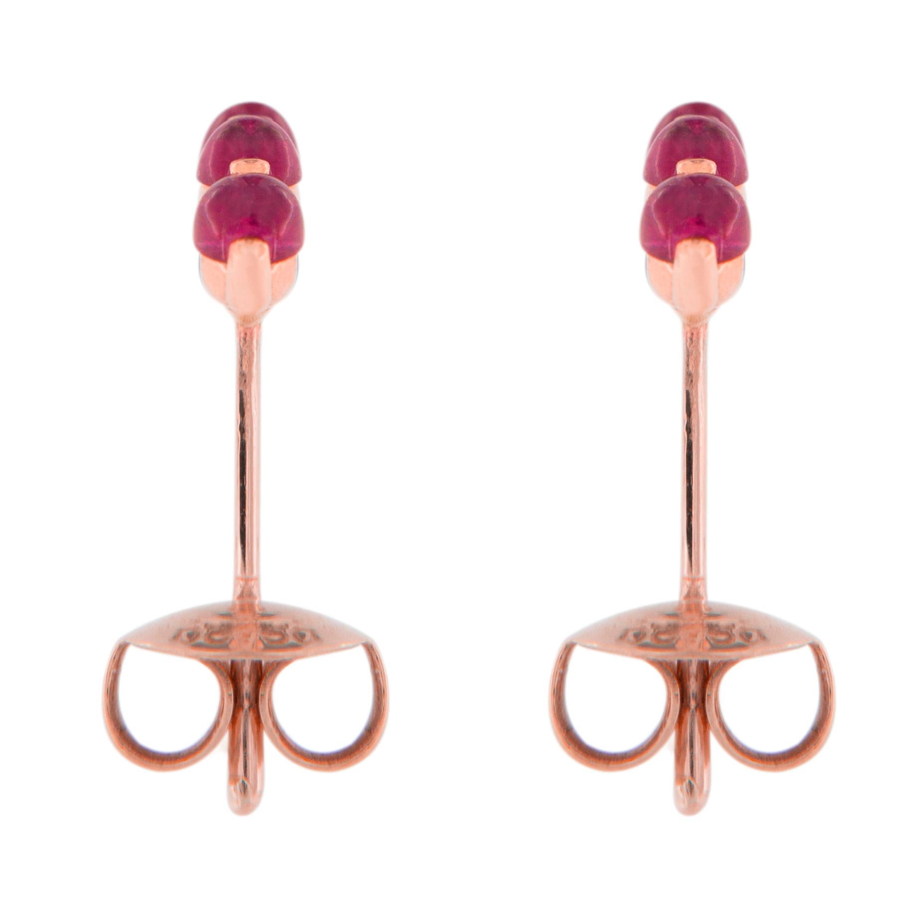 Women's or Men's Jona Ruby 18 Karat Pink Gold Post Earrings