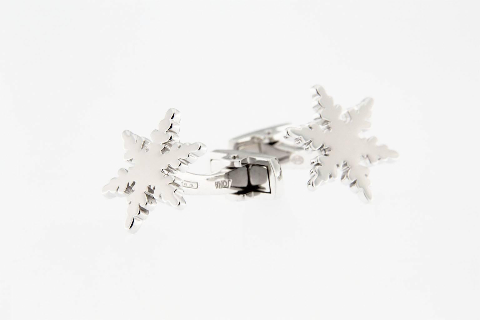 Jona Snowflake Sterling Silver Cufflinks In New Condition In Torino, IT