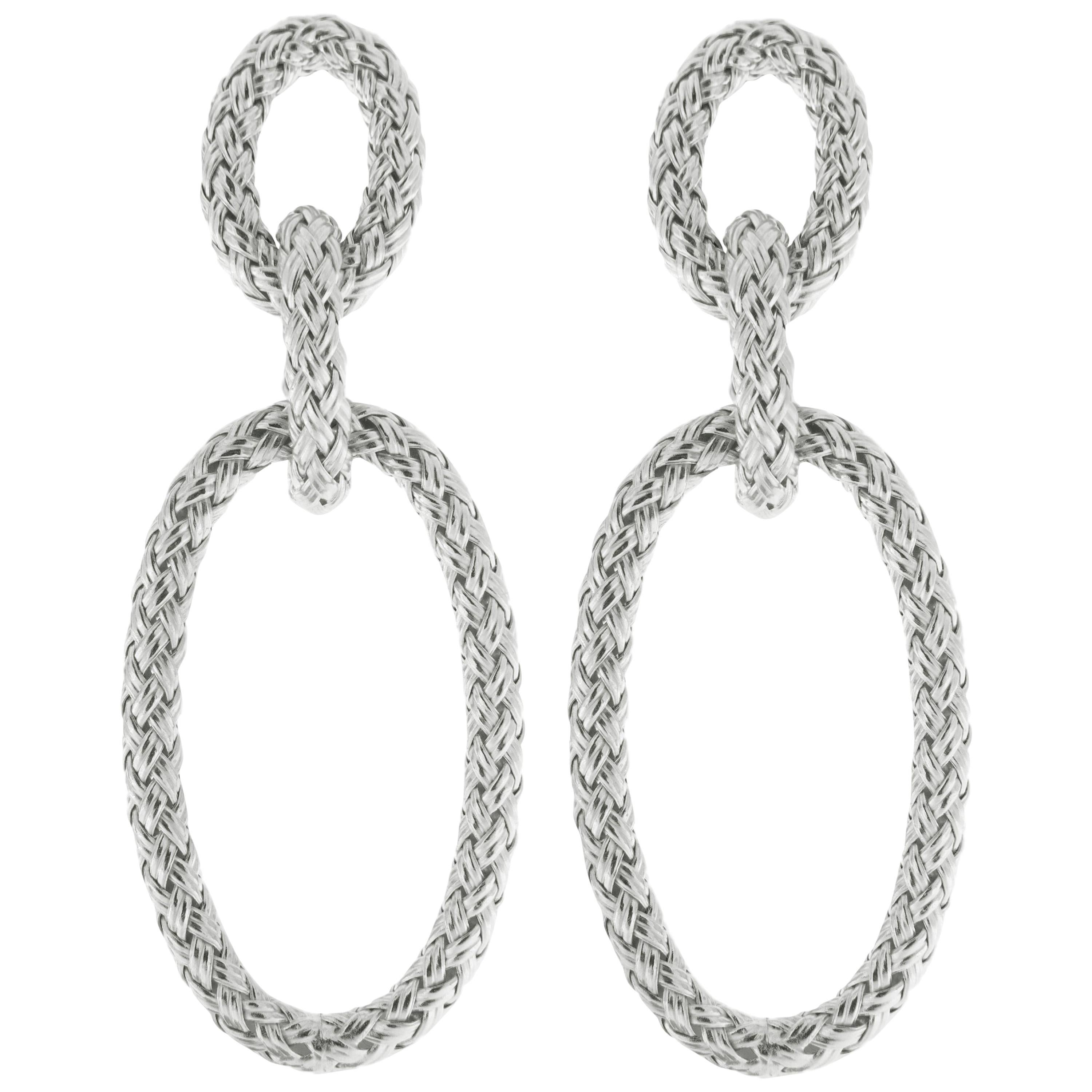 Alex Jona, boucles d'oreilles pendantes panier tissé en argent sterling