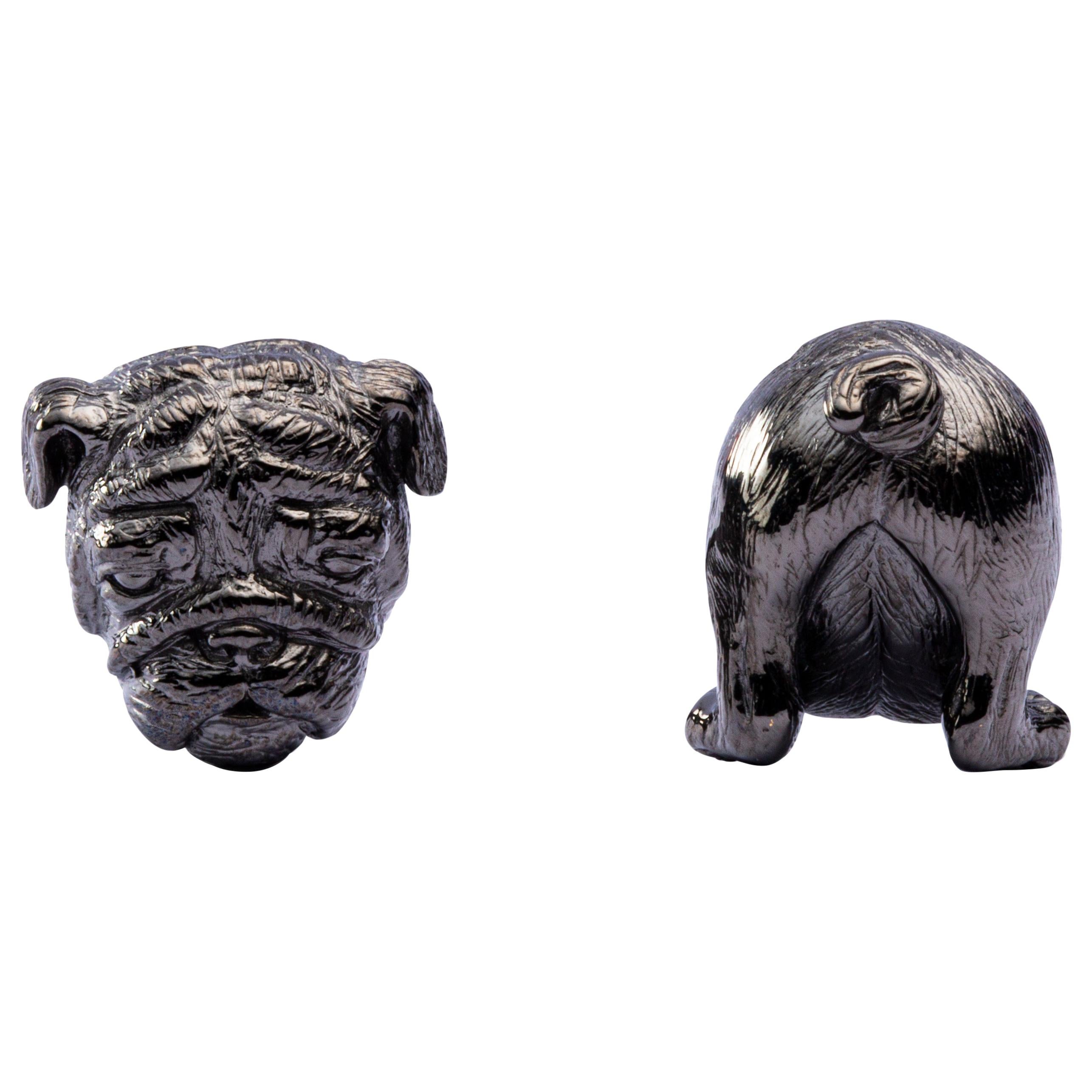 Jona Sterling Silver Bulldog Cufflinks