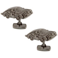 Jona Sterling Silver Porsche Cufflinks Ruthenium-Finish