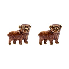 Jona Sterling Silver Pug Dog Cufflinks with Enamel