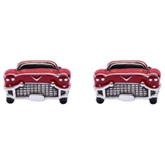 Jona Sterling Silver Red Enamel Chevrolet Car Cufflinks