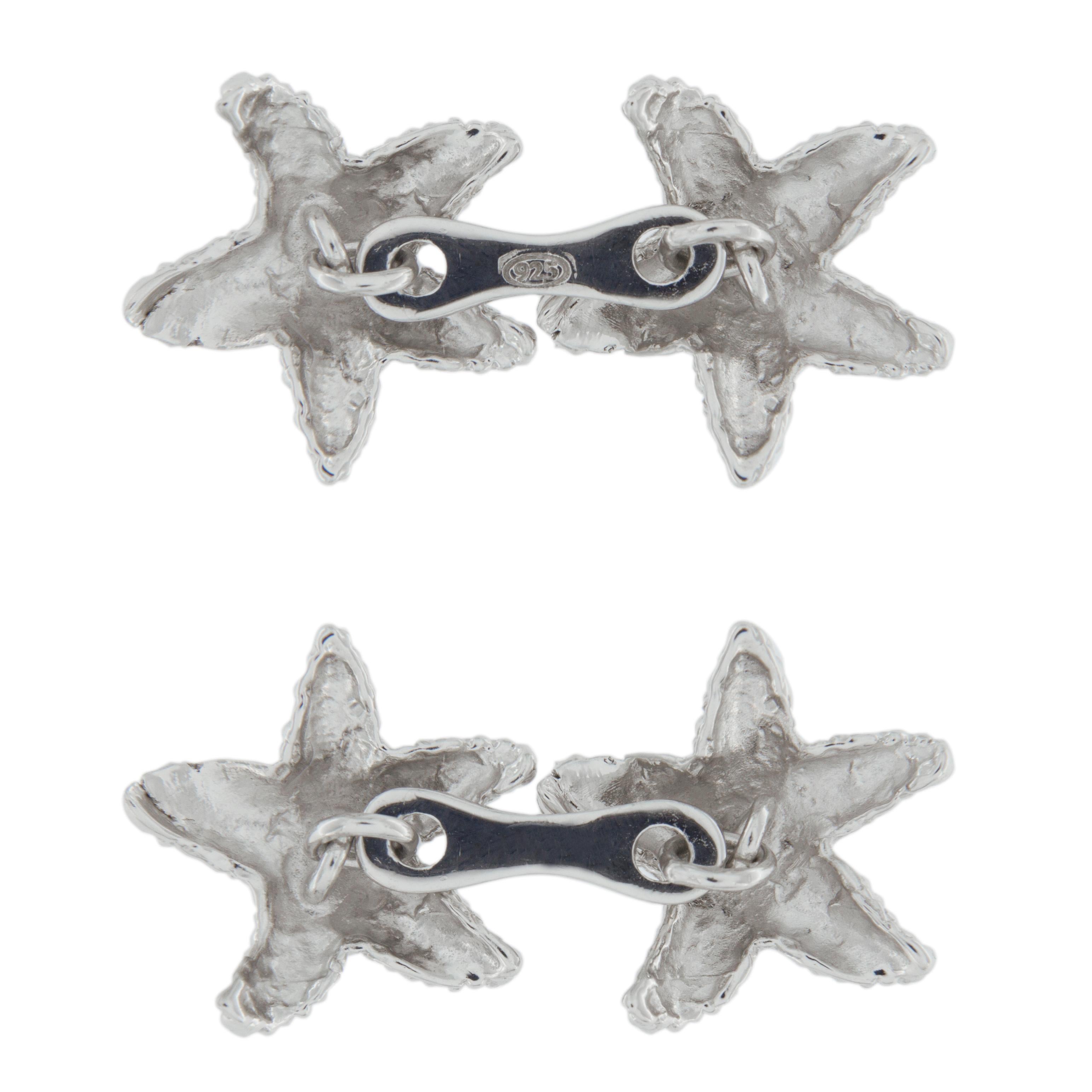 Jona Sterling Silver Starfish Cufflinks für Damen oder Herren