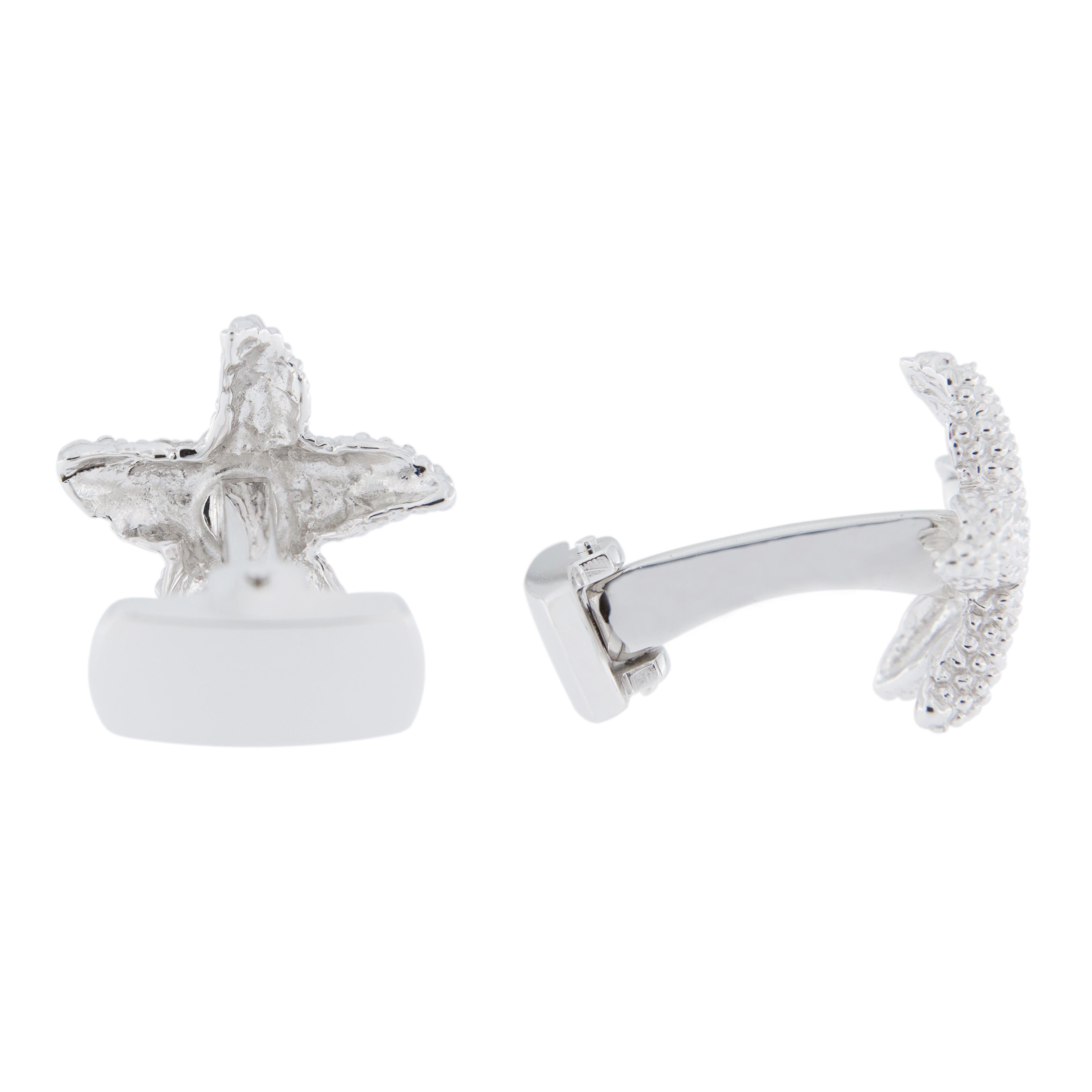 Women's or Men's Jona Sterling Silver Starfish Cufflinks
