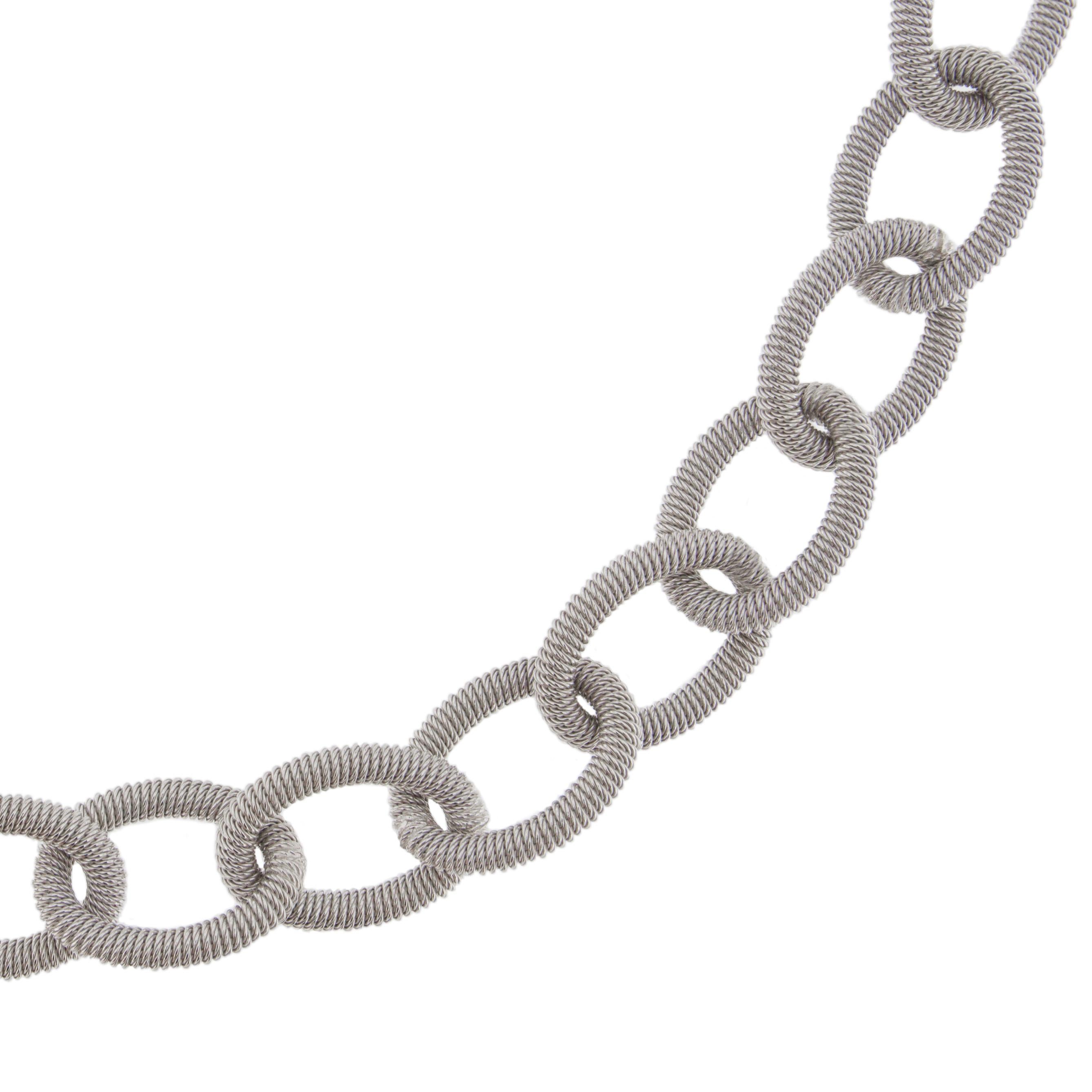 Alex Jona Sterling Silver Twisted Wire Chain Link Necklace In New Condition For Sale In Torino, IT