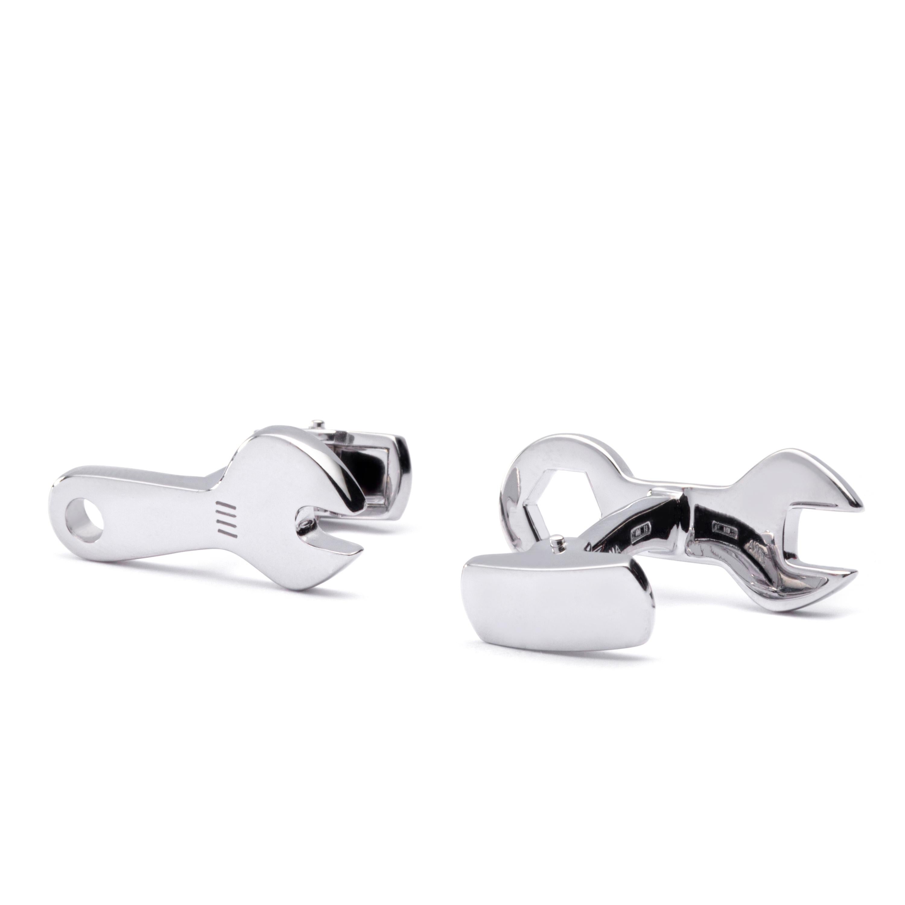 Jona Sterling Silver Wrench Cufflinks In New Condition In Lugano, CH