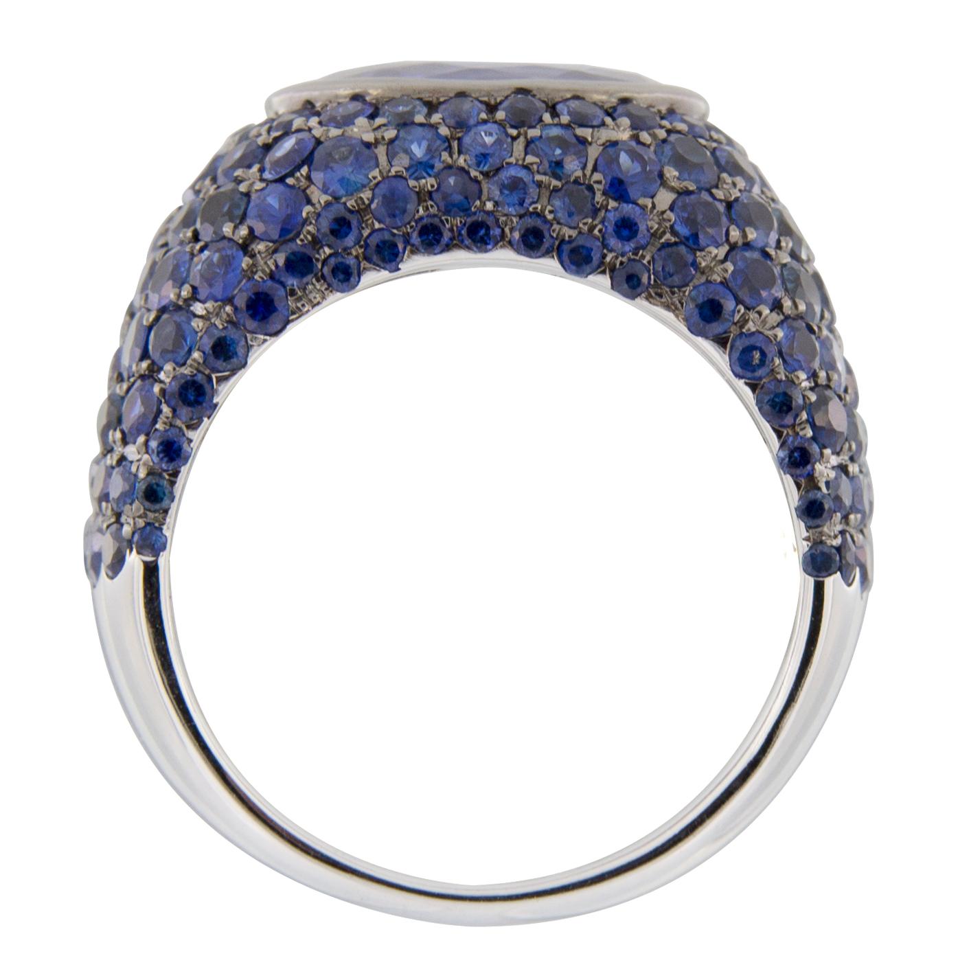 Alex Jona Tanzanite Blue Sapphire White Gold Band Ring 4